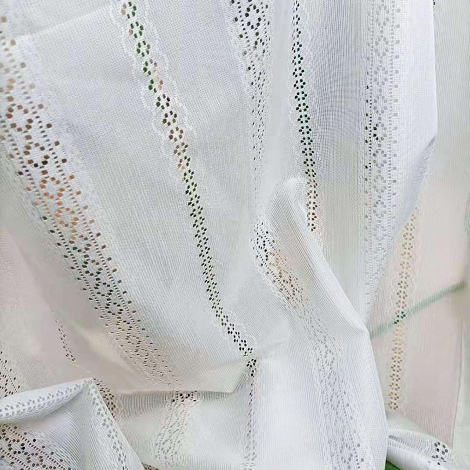 Beydodo Rideau Voilage Demi Fenetre Lot de 2, Rideau Chambre Semi Transparent 137 x 160 Tab Top, Dentelle Creuse Blanche