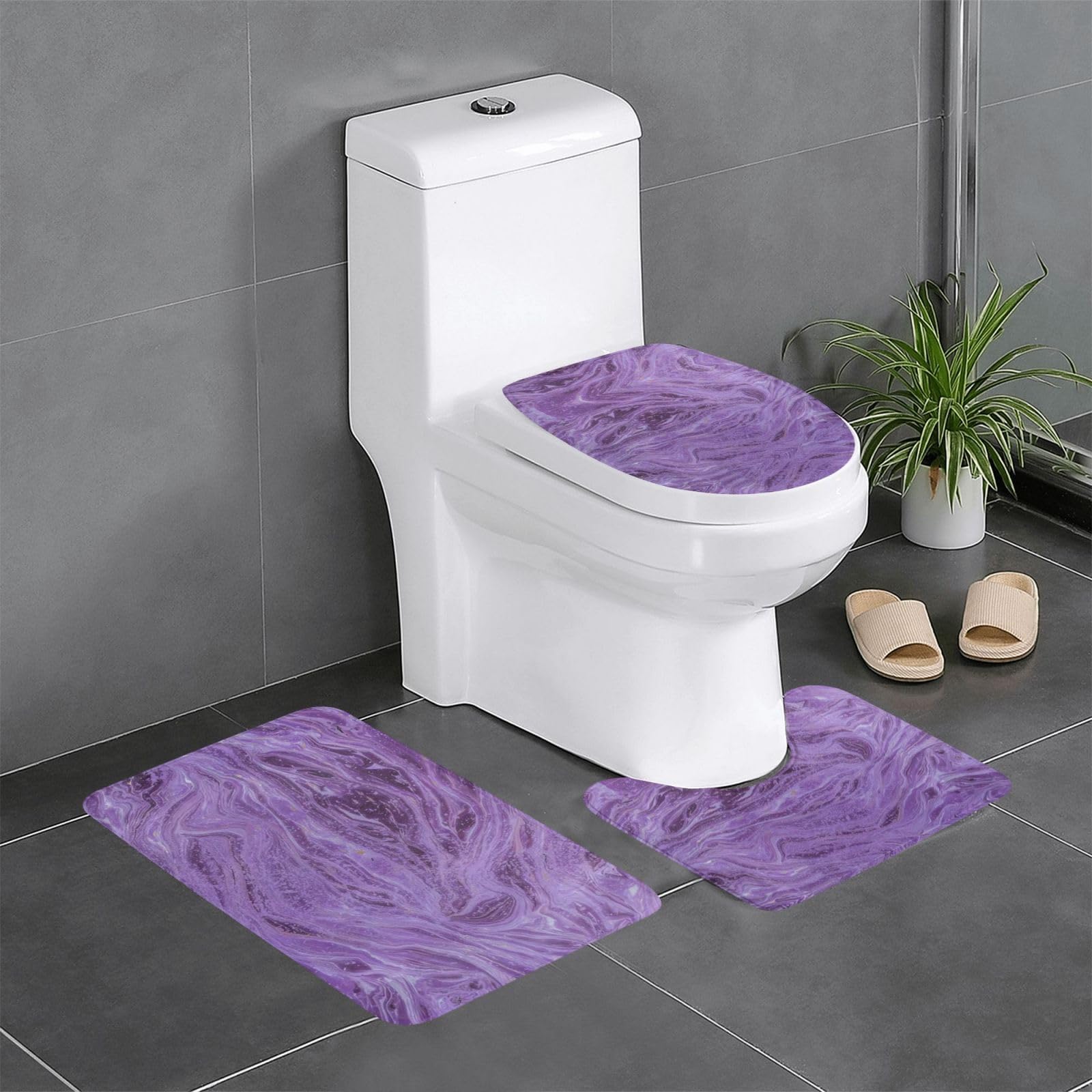 Tapis de bain marbre violet foncé grand confort pour douche