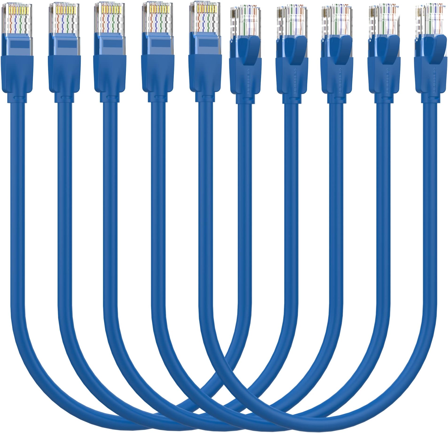 Vention Cat.6 UTP Patch Cable IBE series copper-clad Aluminum 1000Mpbs 250MHz Aluminum Foil PVC Jacket (0.5 M [X5], Cat.6 UTP, Blue)