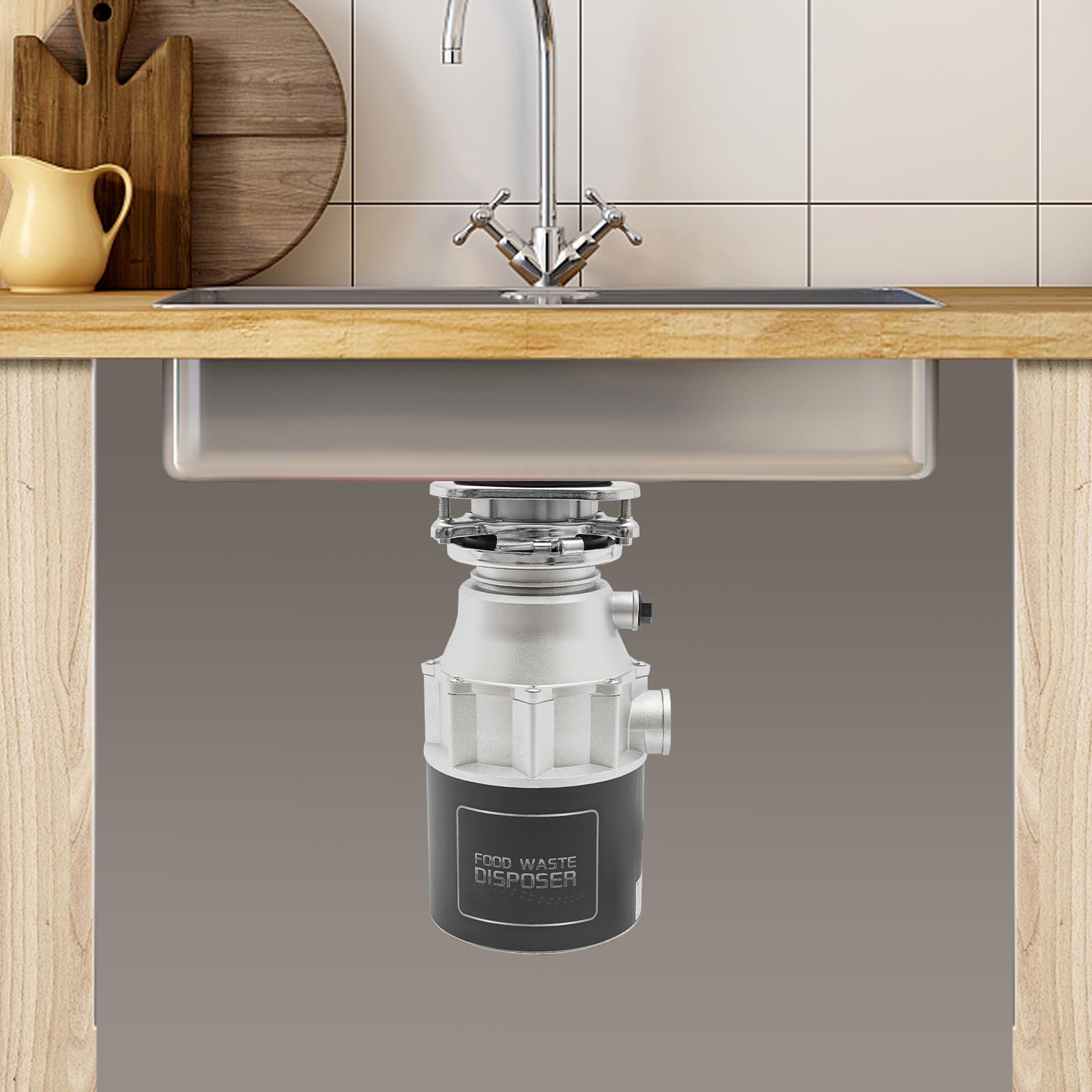 MINRS Rozdrabniacz do odpadów kuchennych, 560 W, z włącznikiem powietrza, 3600 obr./min, 1,15 l, odpady żywnościowe, młynek do zlewu, rozdrabniacz odpadów
