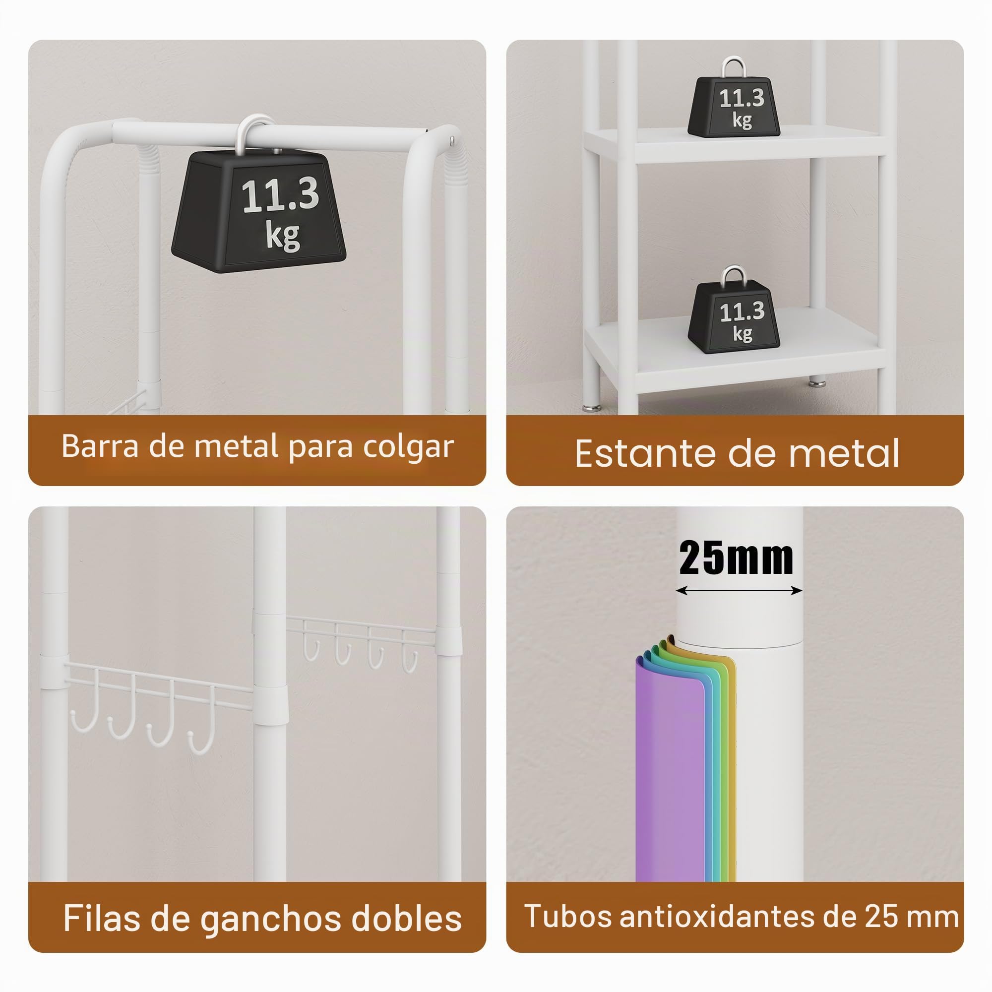 Perchero de metal, pequeño perchero con estante y gancho, perchero independiente para pasillo, dormitorio, oficina, balcón, espacio pequeño, entrada