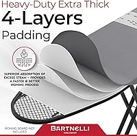 Vista 6 de Bartnelli Funda de repuesto para tabla de planchar para modelos Pro Luxury de 51 x 19 pulgadas (modelos-1105, 1205) fabricada en Europa con nueva