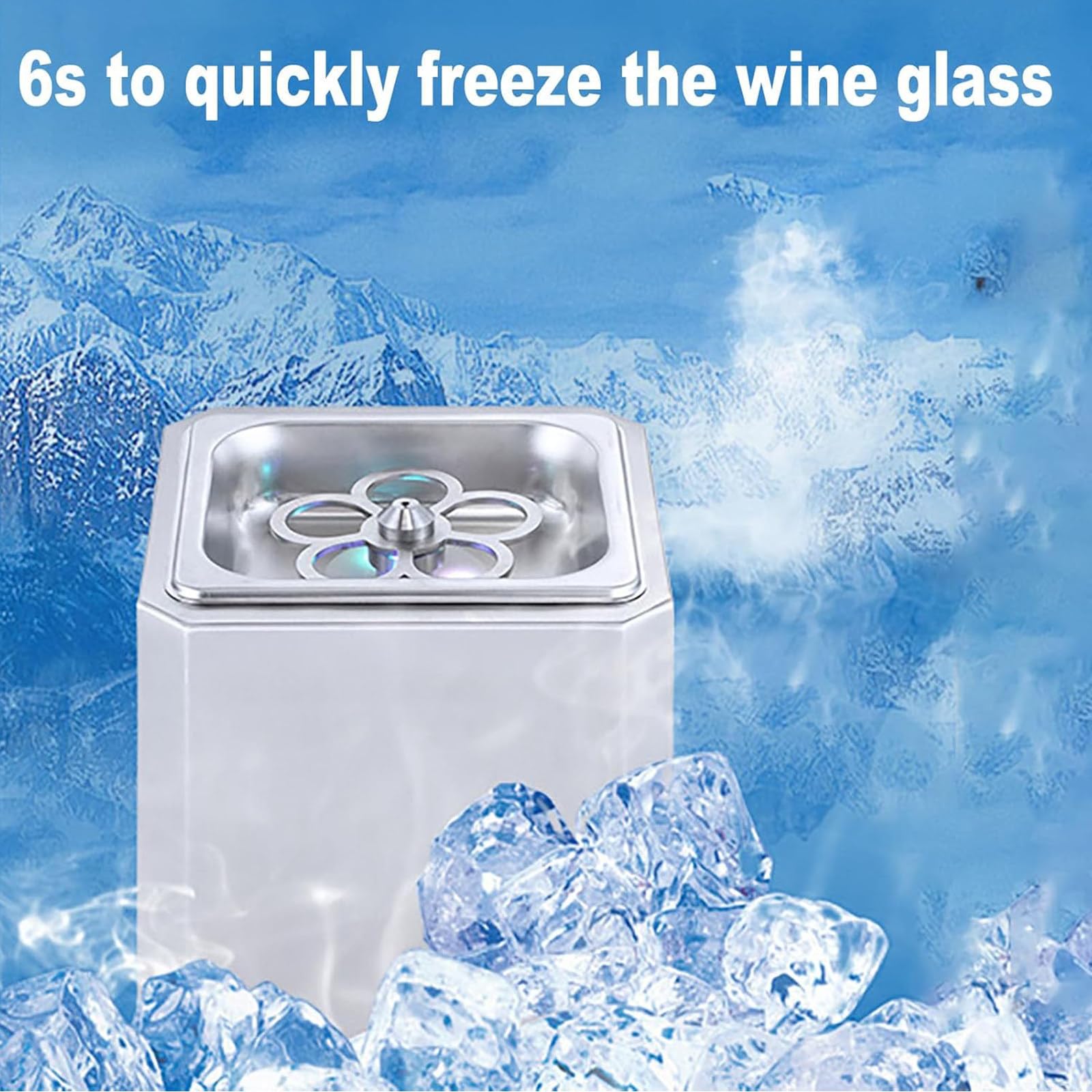 Refrigeratore di vetro per cocktail, birra, bevande miste, congelatore istantaneo per bar, ristorante, cucina, refrigeratore in vetro CO2 per tazze e bicchieri