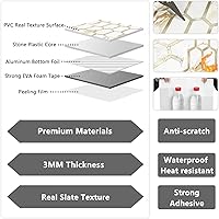 Vista 3 de Vamos Tile Azulejo hexagonal largo para salpicaduras de pared de pelar y pegar - 10 hojas de salpicaduras adhesivas para cocina y baño, aspecto