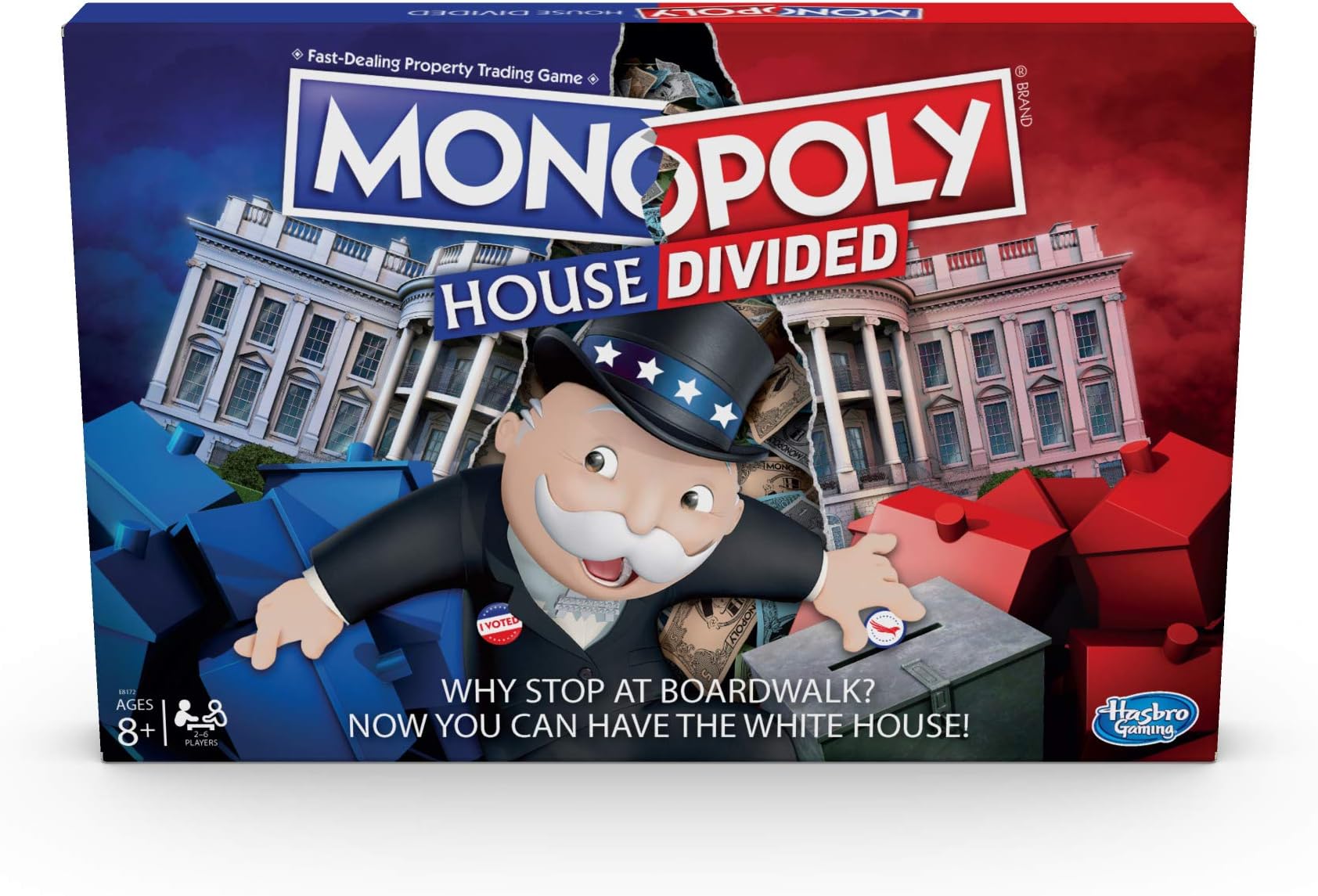 Monopoly House Divided Board Game: Elections and White House Themed Game; Board Game for Families and Kids Ages 8 and Up