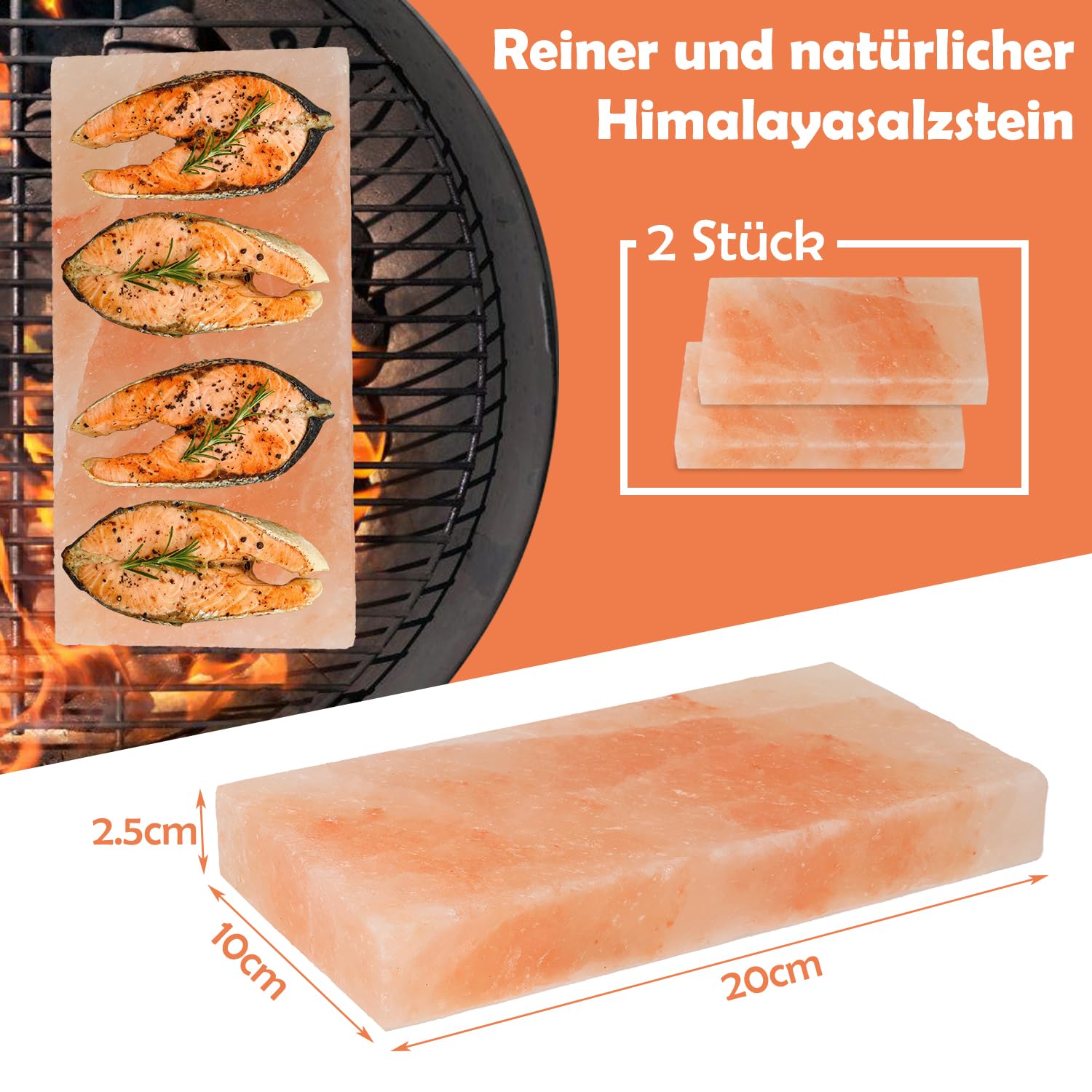 Yakimz Zoutsteen om te grillen, met ijzeren plaat, herbruikbare