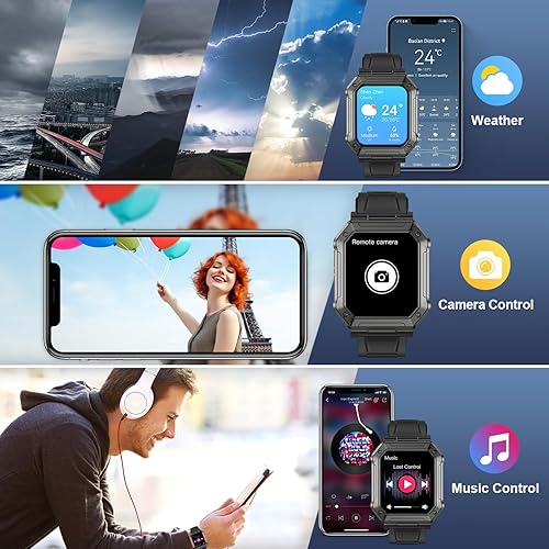 Miniatura 6 de Reloj inteligente para hombre, rastreador de ejercicio (llamadarespuesta de llamadas) Bluetooth táctico militar reloj inteligente para teléfonos