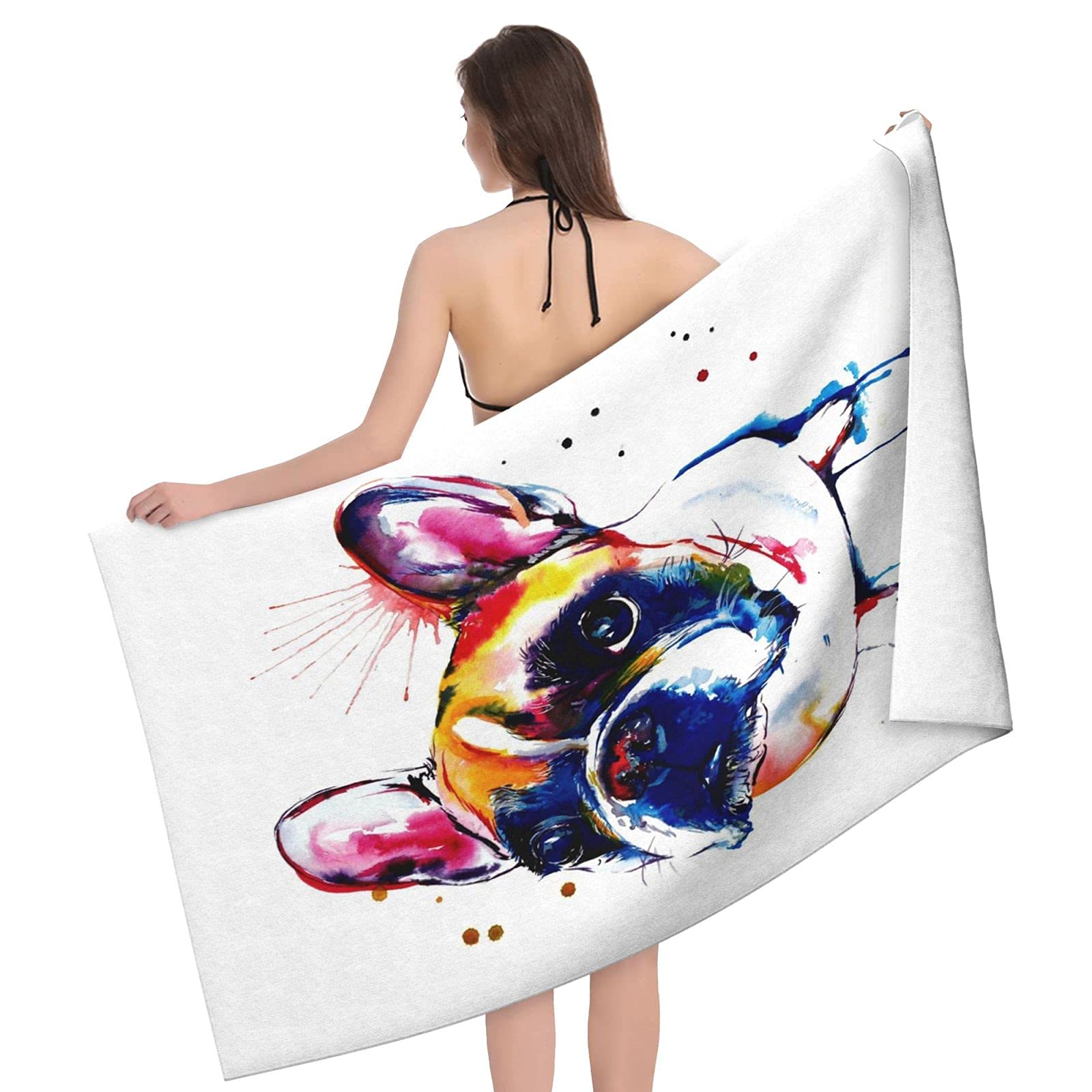 Torribala Bulldog Telo Mare Coperta a Prova di Sabbia Telo da Bagno per Viaggi Campeggio Sport 130 x 80 cm