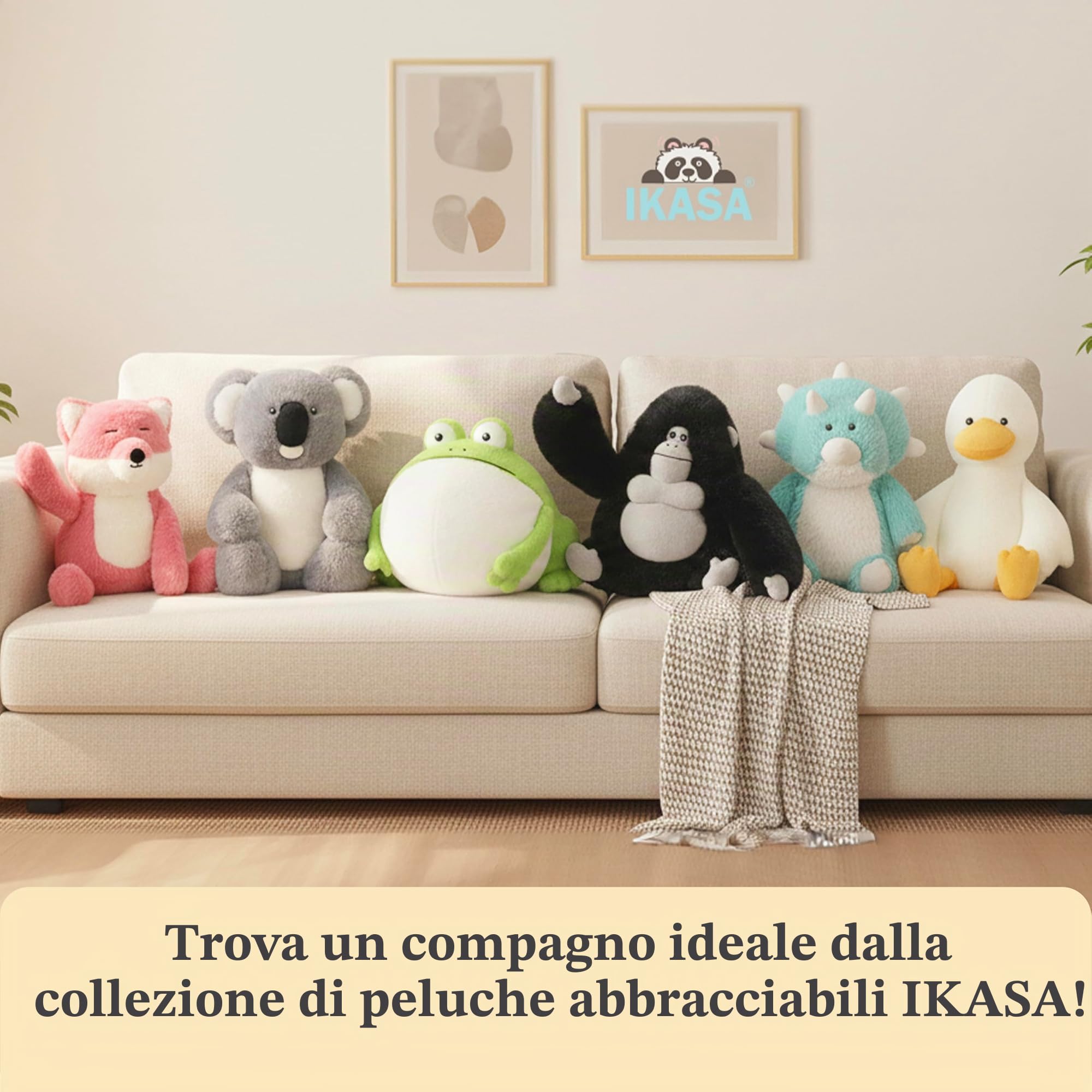 IKASA Scimmia Peluche Giocattoli 32 cm Ideale come Regalo per Famiglia e Bambini