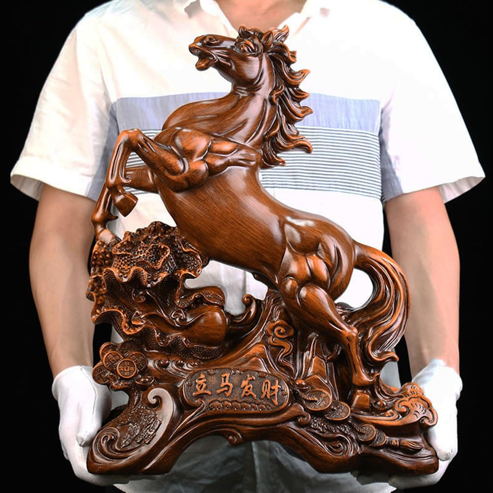 Wystrój domu Mosiądz Chiński zodiak Statua konia Feng Shui Figurka konia Rzeźba Bogactwo Dobrobyt Figurki Przedmioty kolekcjonerskie Dekoracja stołu na szczęście Bogactwo Sukces,L