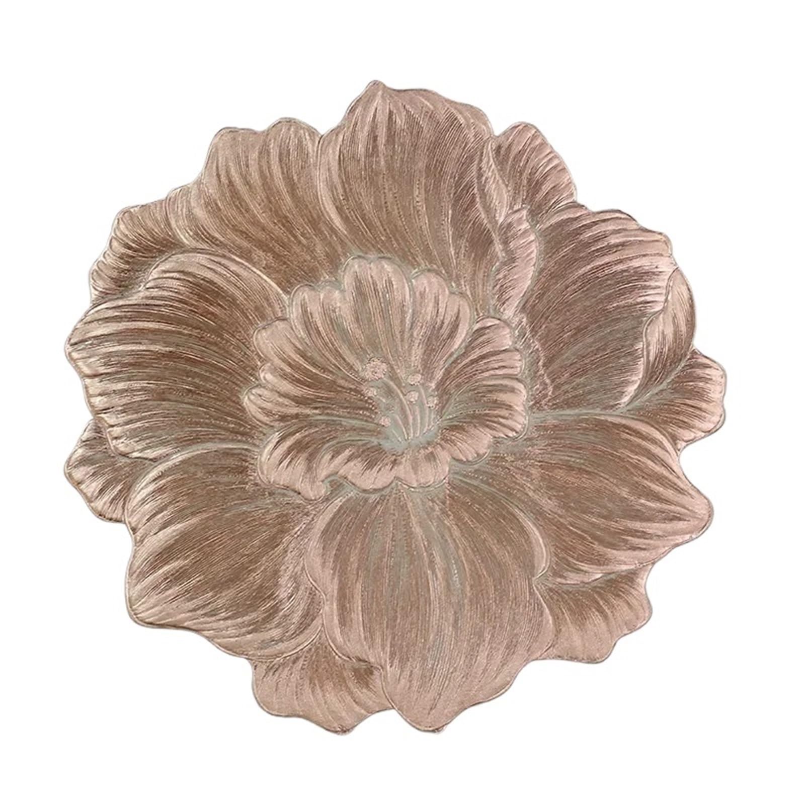 PVC Dining Table Mat 6/4pcs Creative Flower Shaped Placemat PVC Dining Table Decoration Mat Bowl And Plate Tableware Tea Coffee Cup Coaster(HA Rose Gold,6pieces)