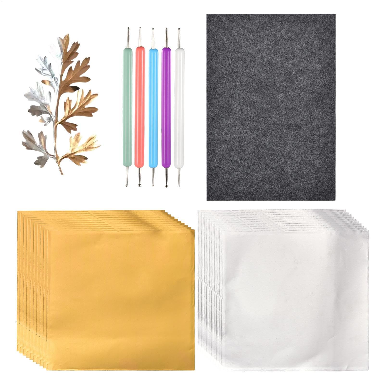 1 Set Metal Embossing Foil, Decorative Square Aluminum Gold Craft, Coloured Sheet Roll Plate, MetallicFoil Sheets, for DIY Cutting Craft Making Holiday Christma Mounting Handicraft