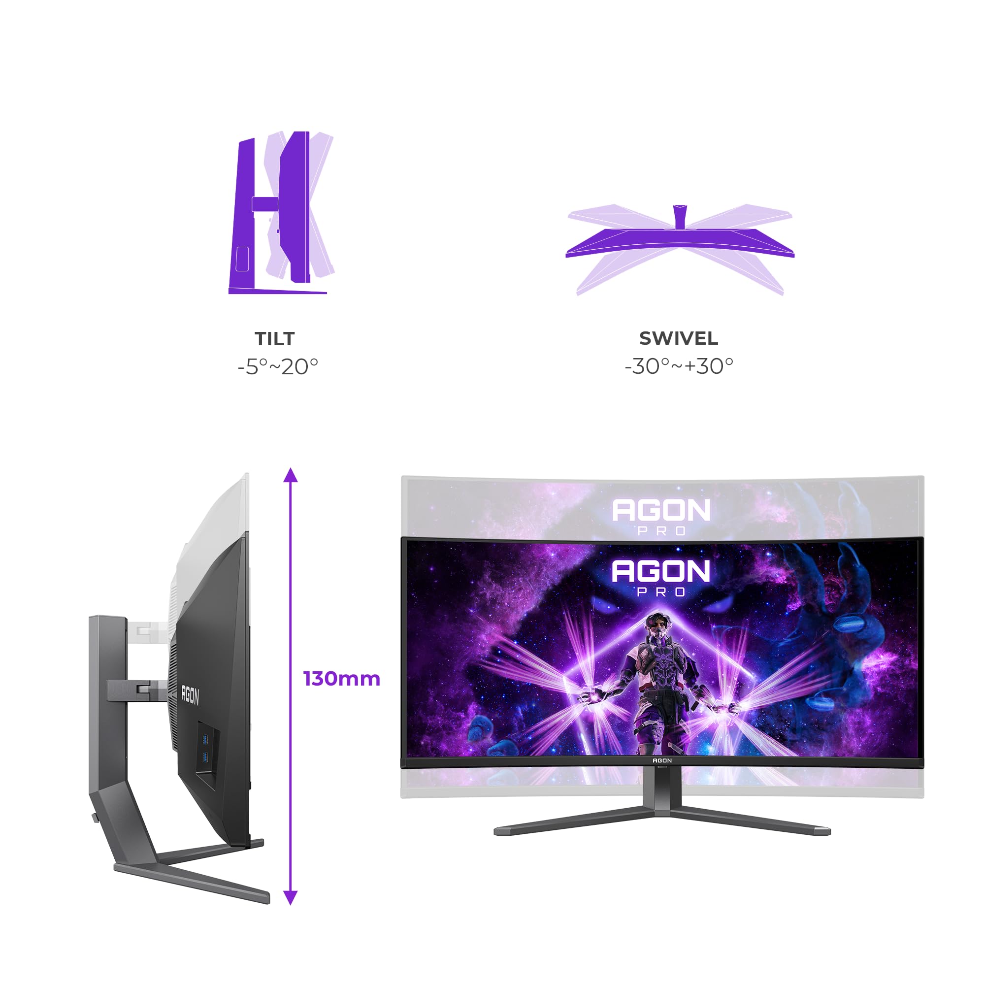 AOC AGP346UCSD Monitor 34 Pulgadas 360Hz Panel QD-OLED, 0.03ms GtG, HDR500 TrueBlack, Adaptive Sync, G-Sync Compatible, Altavoces, Altura Ajustable, (3440x1440 HDMI 2X 2.1 DP 1x 2.1 USB Hub) Negro