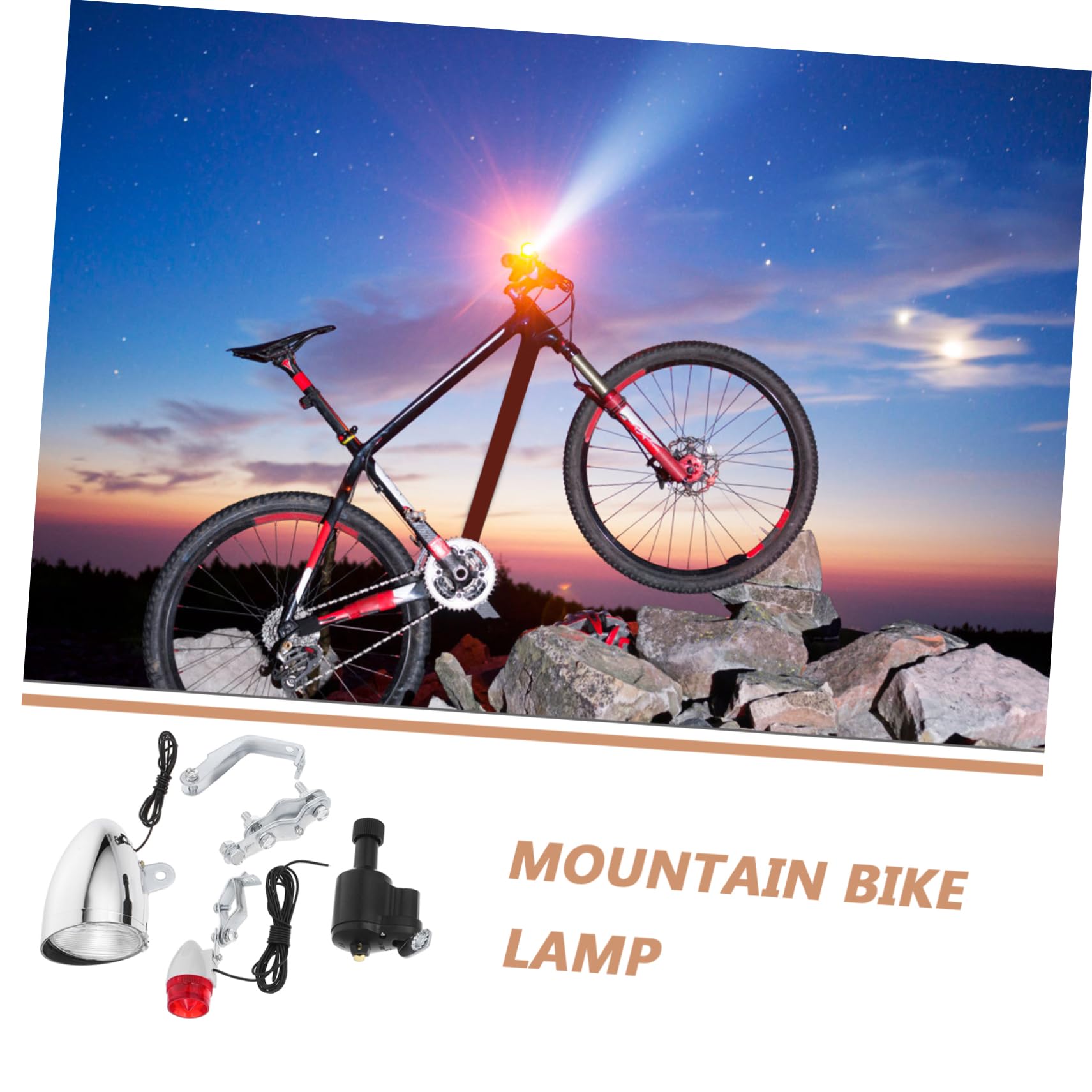 ibasenice Kit Éclairage sans Piles avec Lampe Puissante et Feu Arrière Sécurisé Accessoires avec Moteur à Friction et Support Compatible VTT Vélos