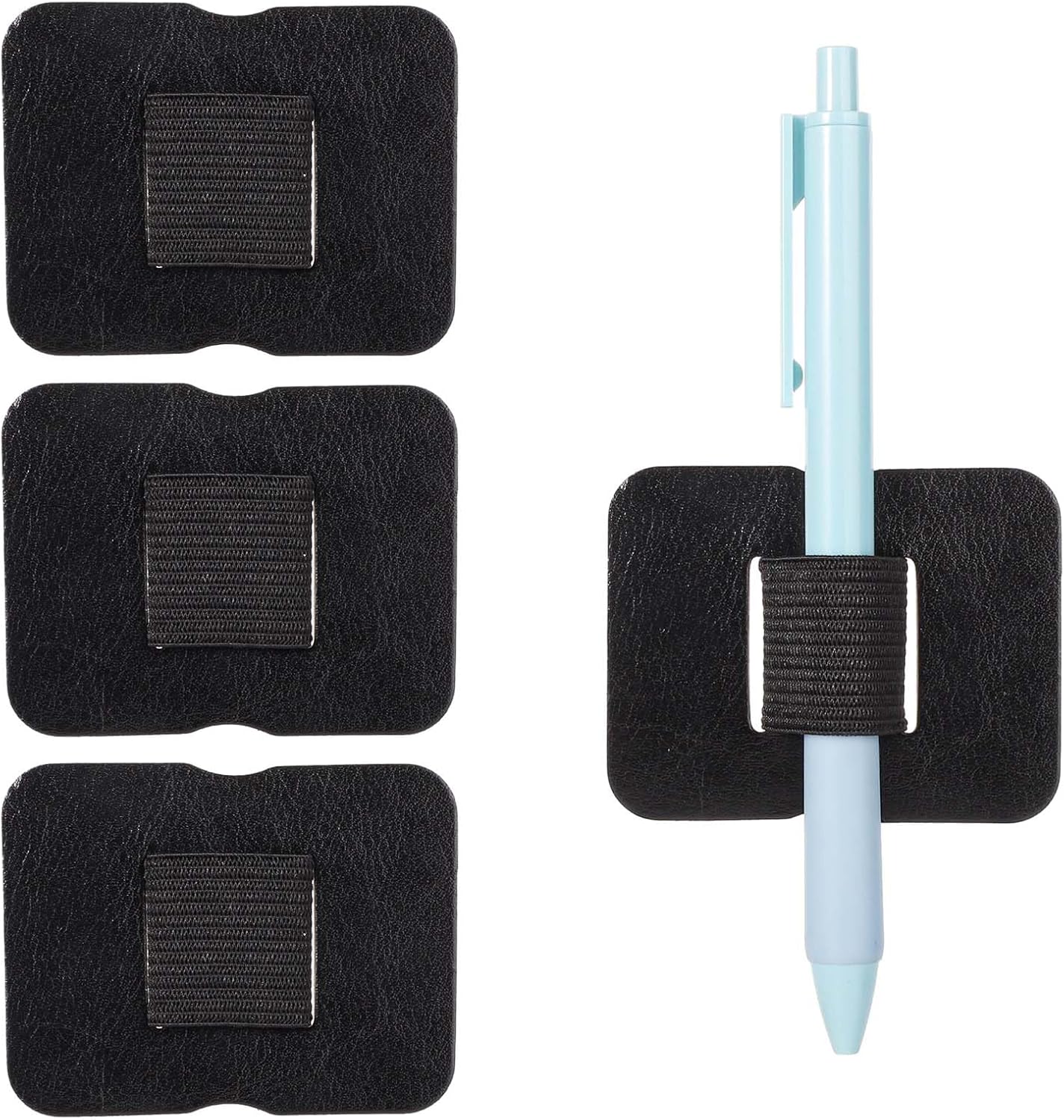 4pcs Adhesive Pen Holder for Notebooks, PU Leather Elastic Pen Loop MultiPurpose