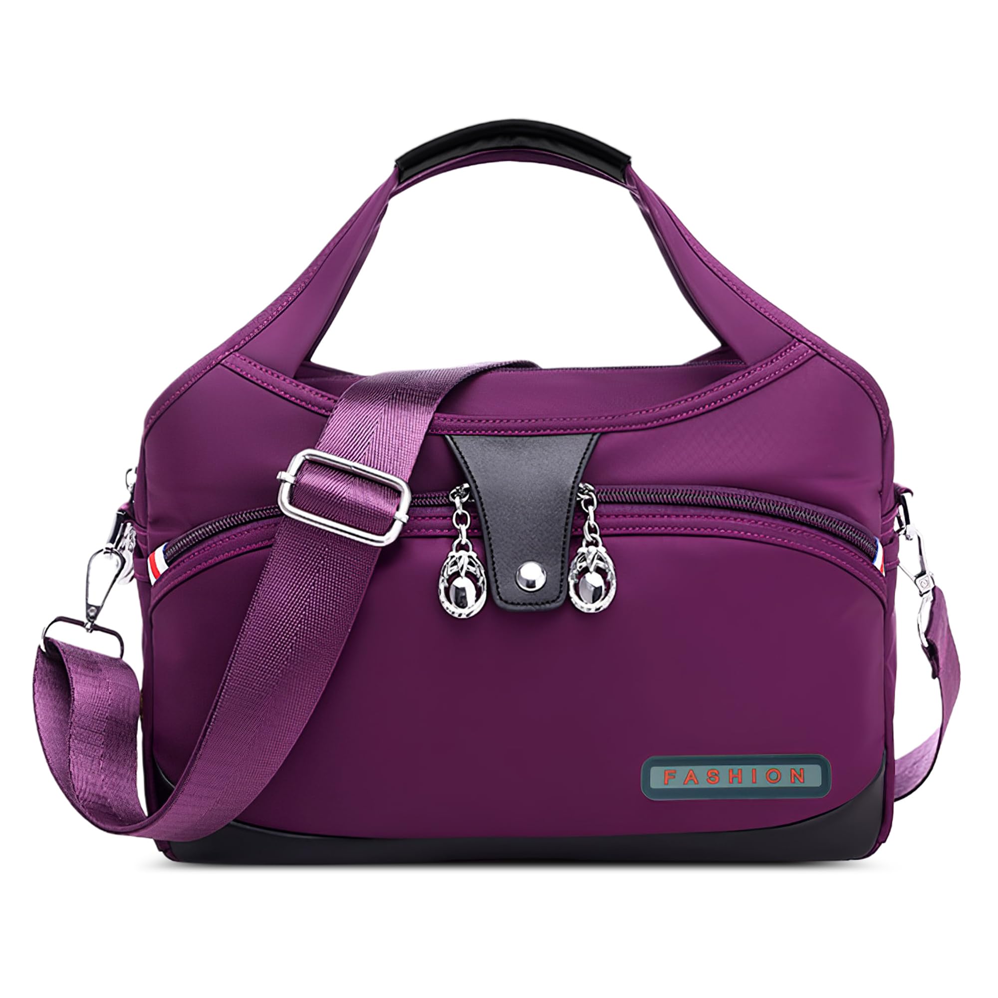 – Womens Bag Fashion Tote Bag Casual Shoulder Bag Travelling Ladies Messenger Bag Multi Pockets Waterproof Nylon Lightweight Travel Bag Outdoors Purple