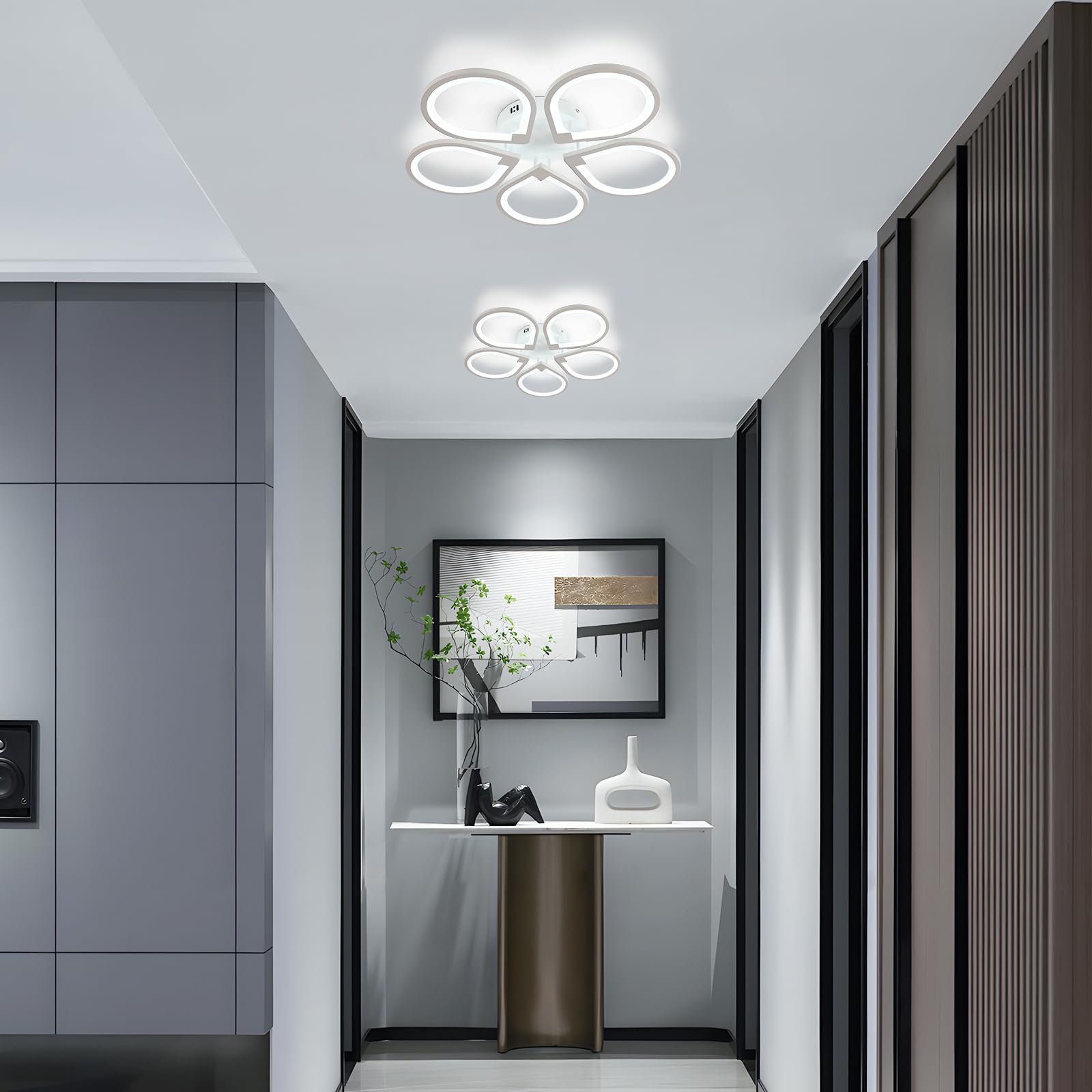 Comely LED Deckenlampe Modern 50W Weiß 6500K Ra80 Deckenleuchte 5 Flammig Acryl 60x60cm Wohnzimmer Schlafzimmer Esszimmer Büro