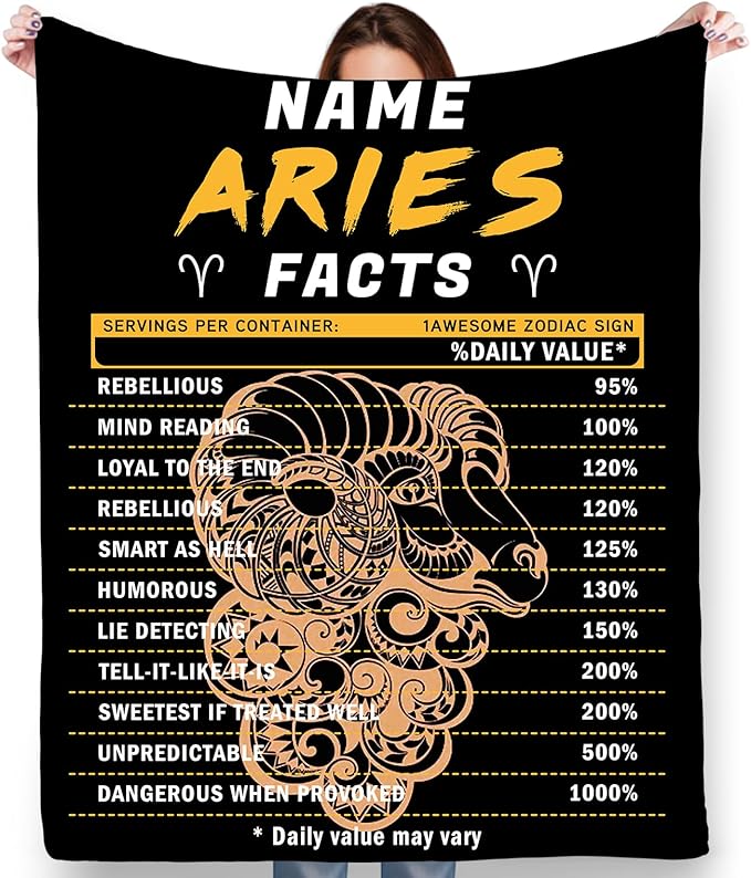 NIWAHO Custom Aries Throw Blankets Flannel Constellation Blanket Personalized Zodiac Sign Theme Gift for Parents Friends and Lovers