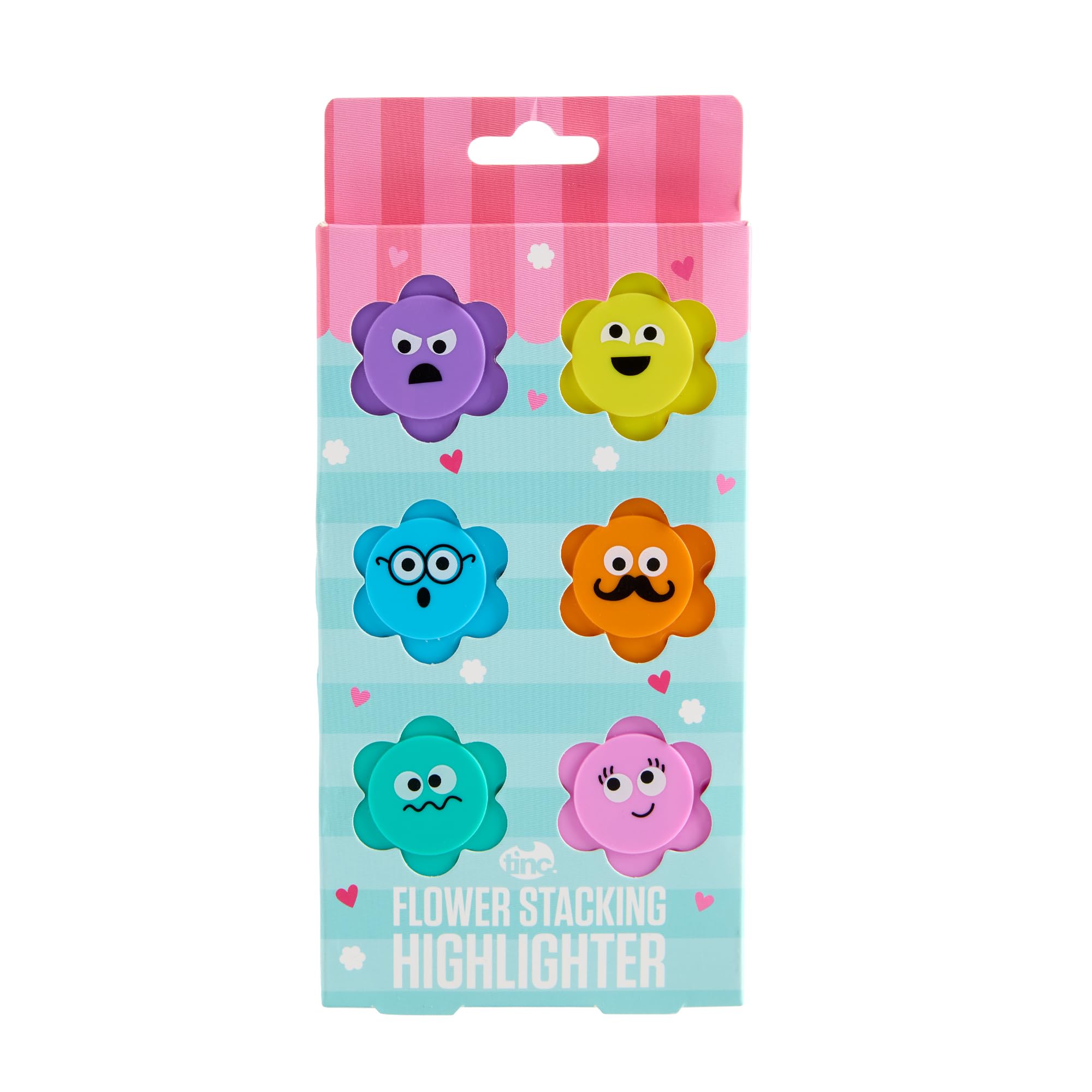 Tinc Flower Shaped Stacking Highlighters | Stackable and Fun Design | Great for School and Homework | Six Bright Colours (S6FLOWHL)