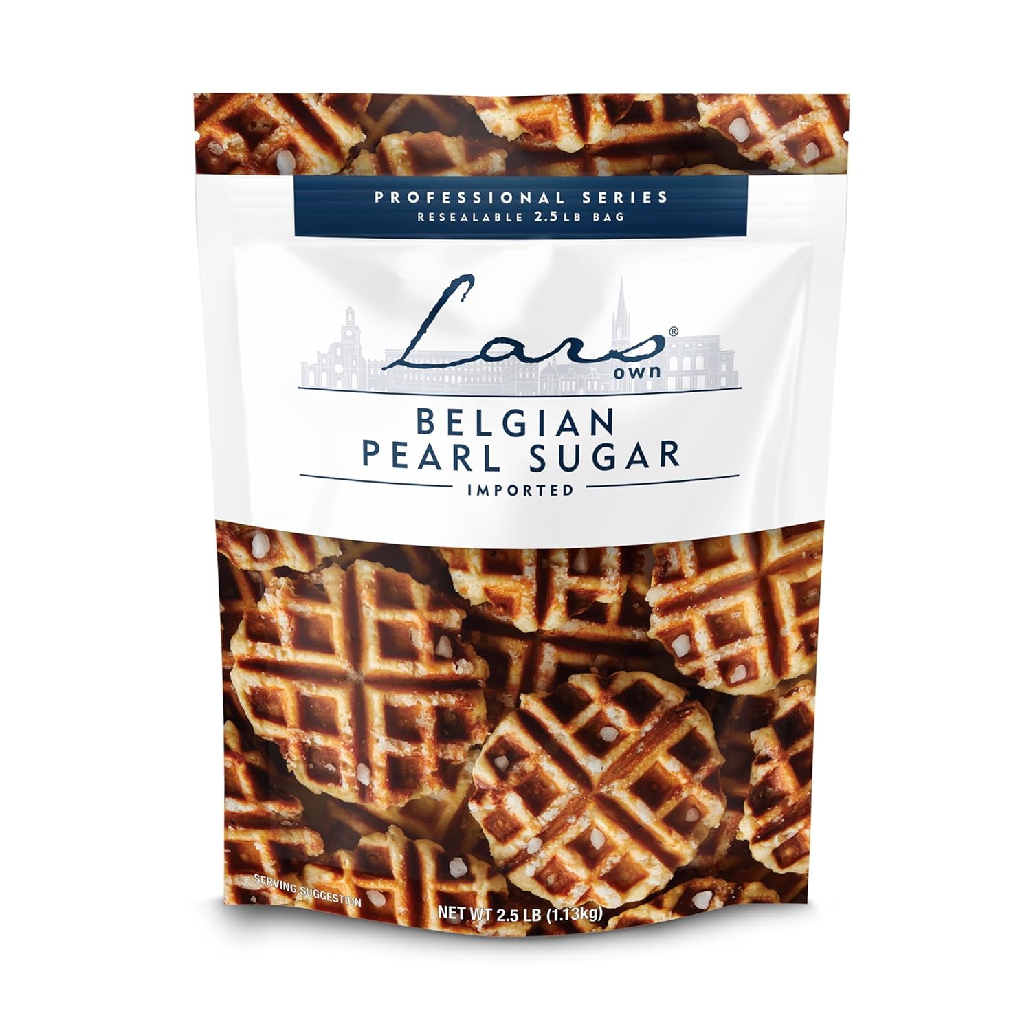 Lars Own Professional Series Belgian Large Pearl Sugar – 1-Pack, 2.5-lb Resealable Bag – Large Crystals for Caramelization in Liège Waffles
