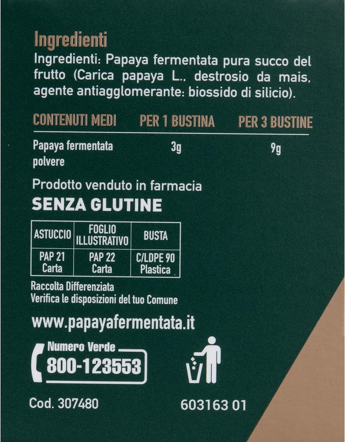 Papaya Fermentata Pura, Integratore Alimentare per le Naturali Difese dell’Organismo, Contribuisce a Ridurre la Stanchezza e ha Azione Antiossidante, Confezione da 30 Stick da 3g Orosolubili