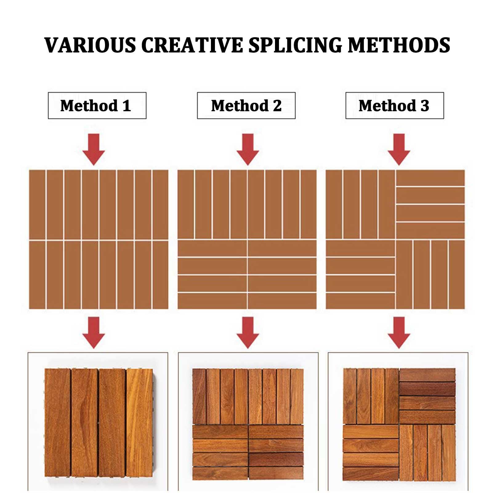 Piastrelle per pavimenti ad incastro per esterni, impermeabili, antiscivolo, per patio, erba, sporco, balcone, uso interno, confezione da 10