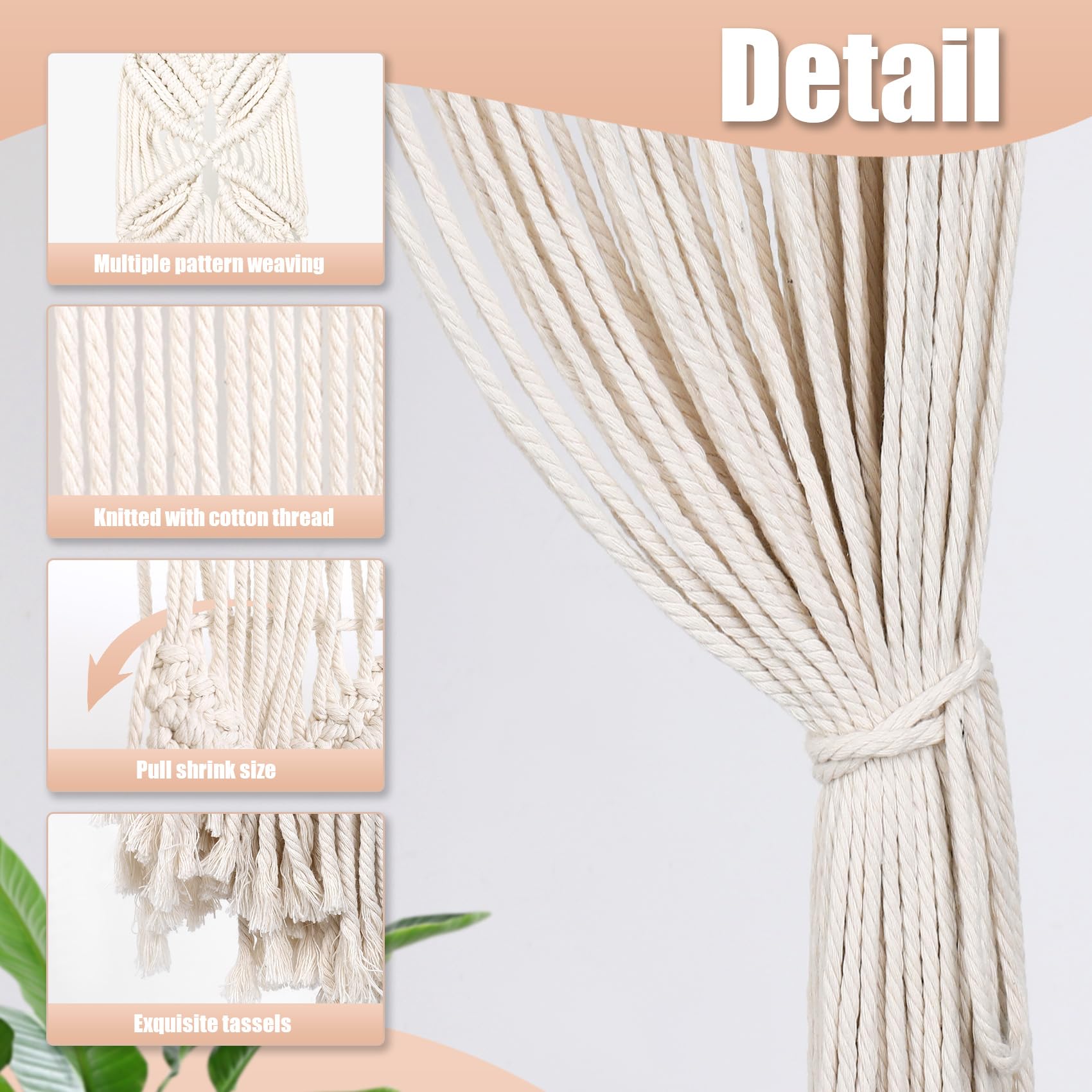 Handgeknoopte macramé wandkleed - Marrakech Stijl - 100 x 110 cm