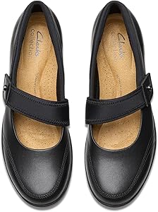 Clarks Natalyn May Mary Jane - Scarpe Basse Donna In Pelle Nera, Tacco Basso, Allacciatura Con Fibbia, Taglia 39 EU
