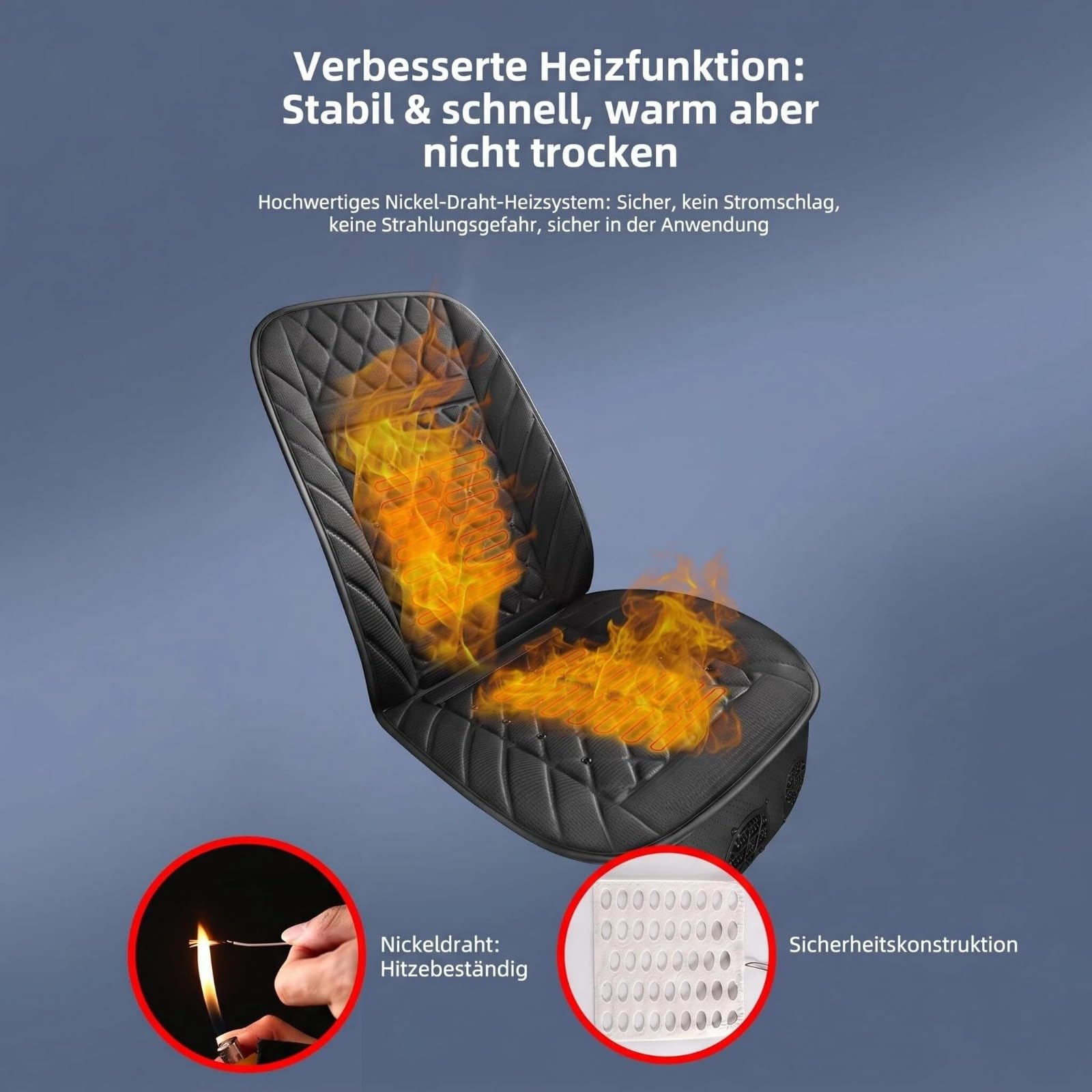 2 Stück 12V Autositzbezüge Sommer mit Turboventilator, Auto Sitzauflage Kühlend/Beheizbares， Universell passend für PKW, SUV, LKW ， 3D Mesh Gewebe-Atmungskomfort （schwarz）