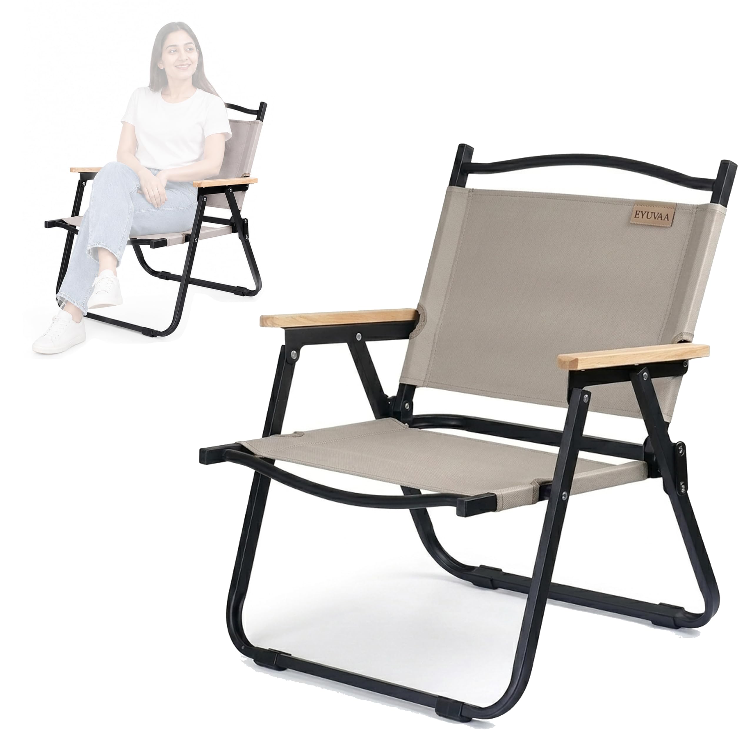 EYUVAA LABEL Foldable Camping Chair for Adults,Portable Outdoor Chair with Oxford Fabric,Heavy Duty Metal Frame,150KG Load Capacity,Compact Folding Chair for Camping,Beach & Picnic (Random Color)-image-19