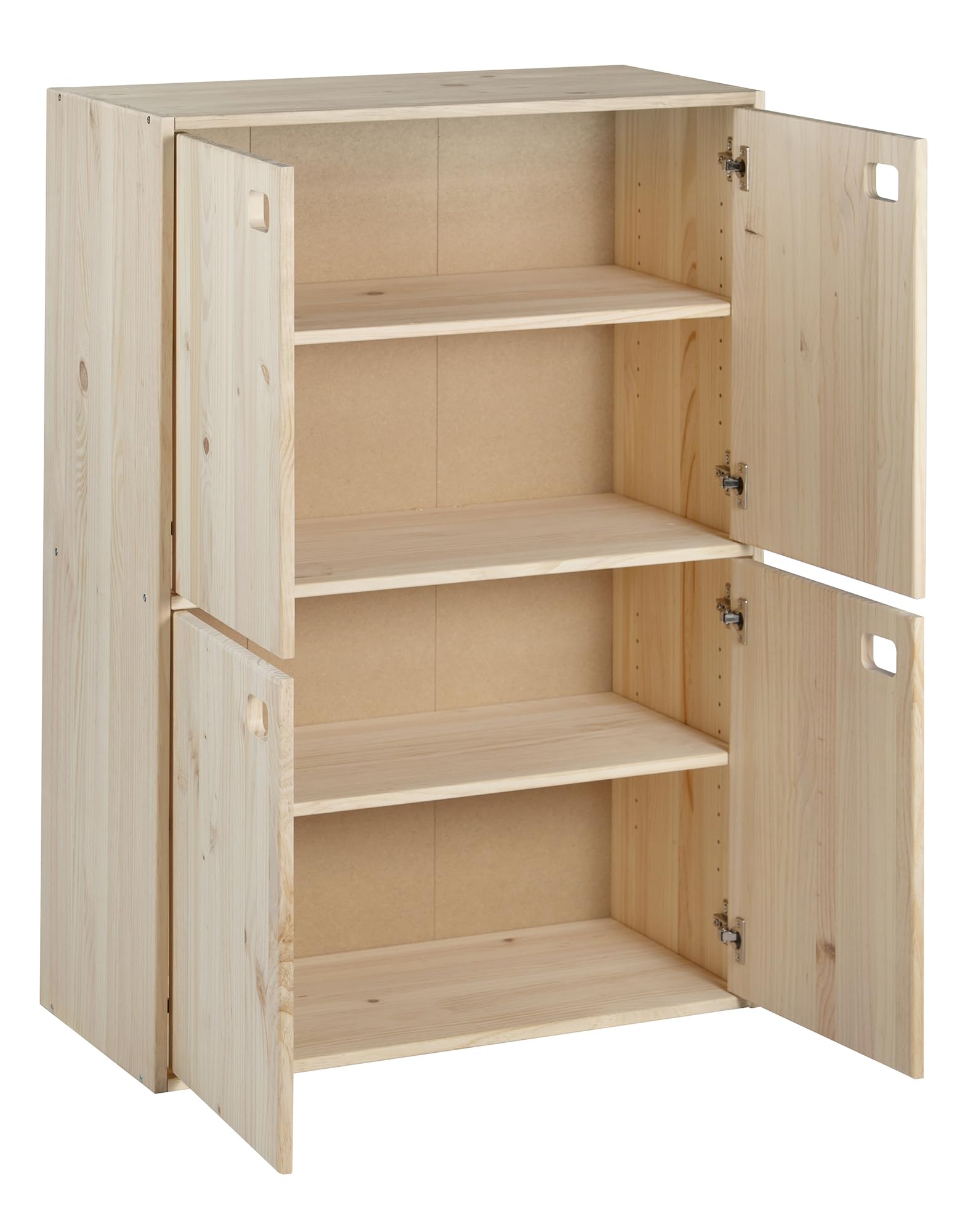 Astigarraga Kit Line Armoire de Rangement Dynamique 4 Portes et 4 étagères, Bois de pin - 105,4 x 70,8 x 33 cm