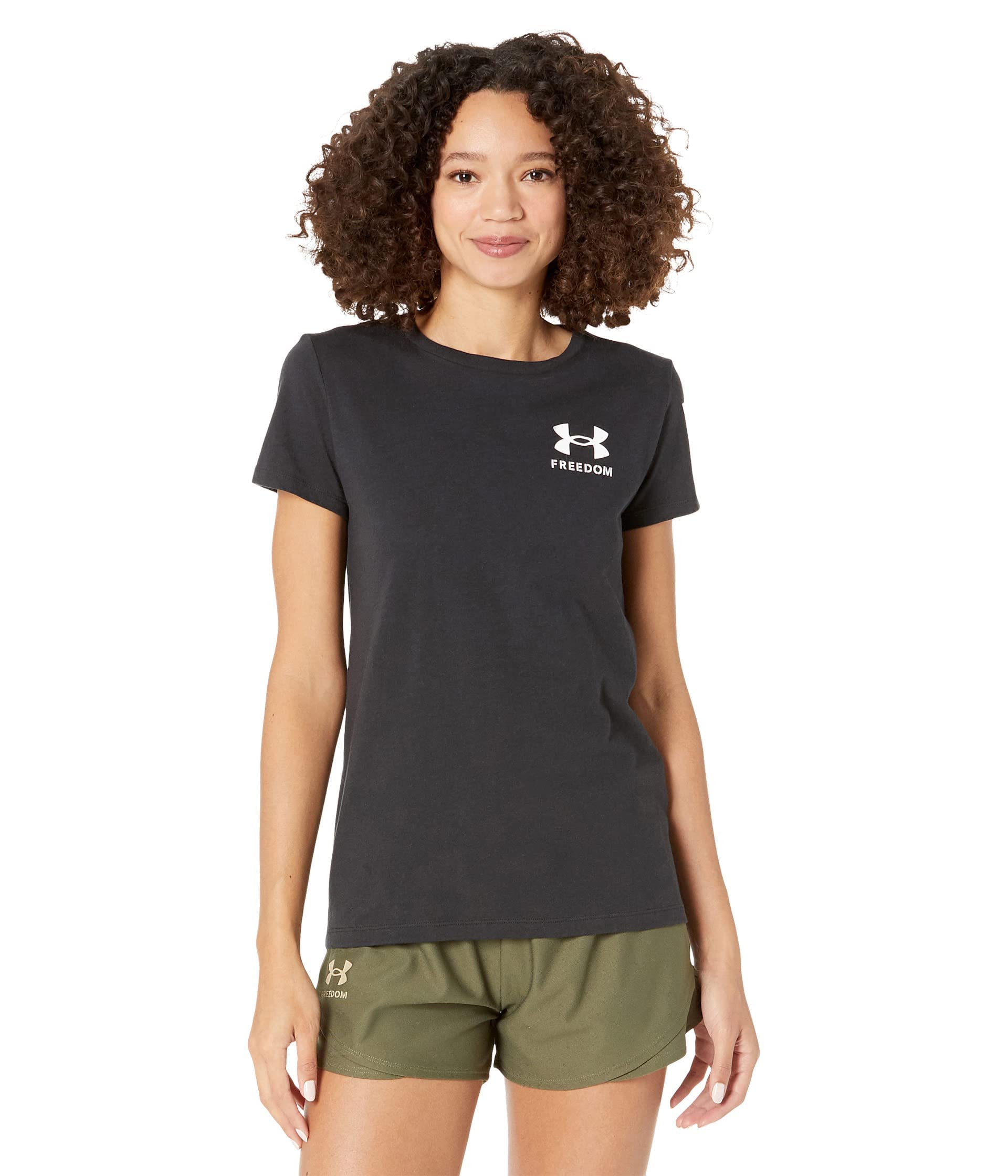 Under Armour Women's New Freedom Flag T-Shirt , Black (001)/White , Large