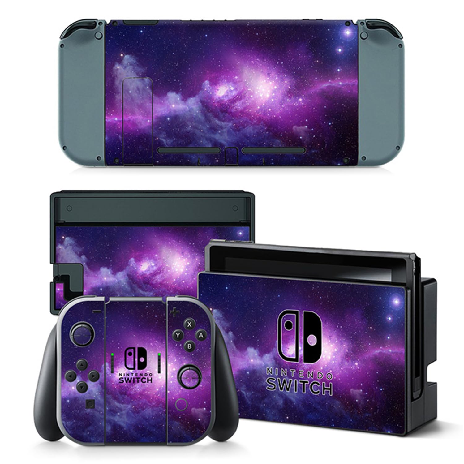 eWINNER Games Decal Skin compatible with Nintendo Switch Vinyl Sticker Matte Cover Durable Anti-Scratch Wrap Faceplate for Joy-Con Console Dock Personalized Decorates (Galaxy)
