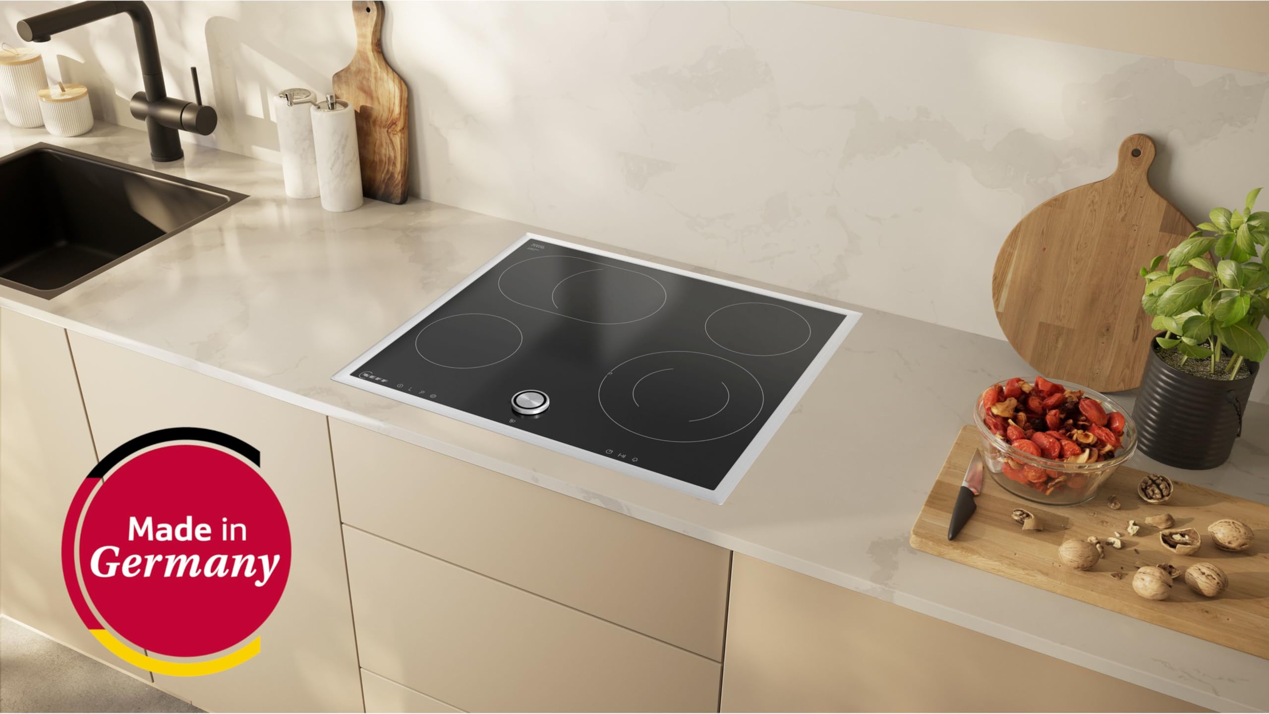 Neff T16BT76N0 Elektrokochfeld N70 60cm TwistPad Bräterzone Glaskeramik Edelstahlrahmen