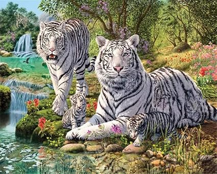 3d Papiers Peints Personnage De Dessin Anime Mignon Foret Verte Tigre Blanc Enfants Fond Mur Salon Chambre A Coucher 0x140cm Amazon Fr Bricolage