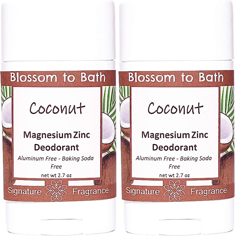 Coconut Magnesium Zinc Deodorant - 2 Pack - Phthalate Free Fragrance - Lasts All Day with a Bold Tropical Scent
