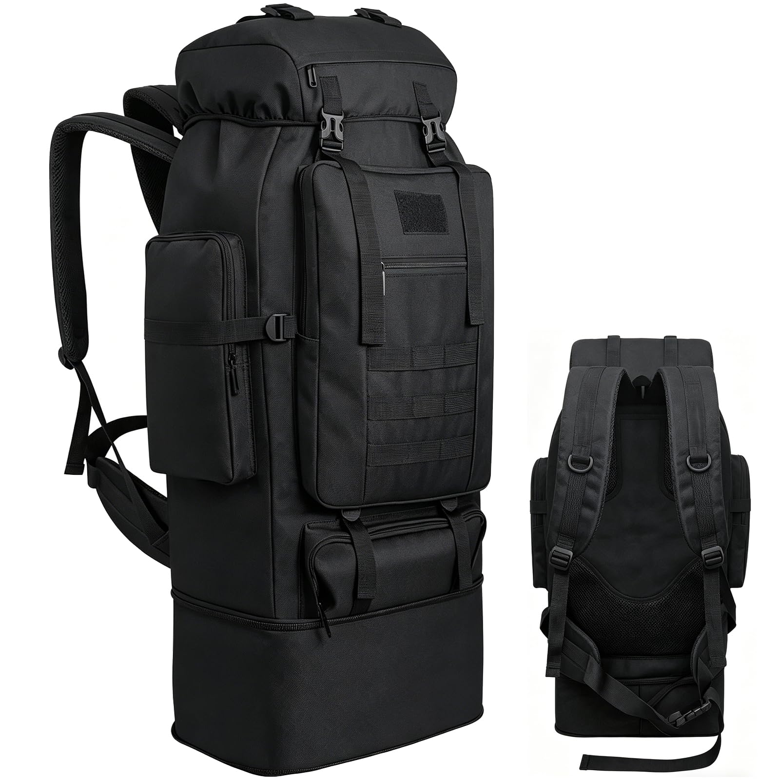 Ogetok 100L Hiking Backpack Camping Rucksack, 100 liters Large Capacity Outdoor Knapsack Travel Climbing Mountaineering Carry On Backpack Bag, Trekking Backpacking for Men Women, Black — image 1
