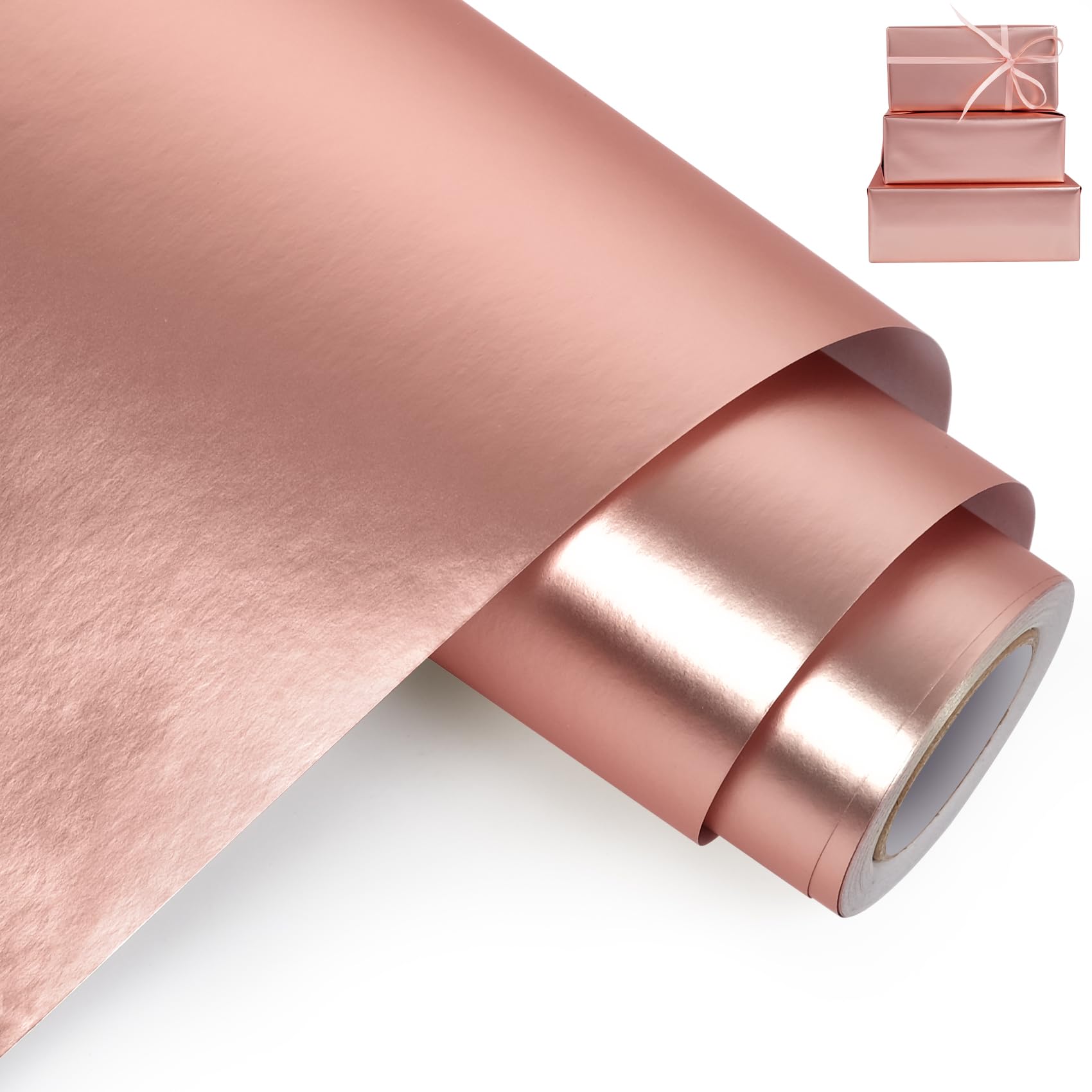 Aimyoo Pink Metallic Wrapping Paper Roll - 17 Inches x 32.8 Feet, Matte Solid Pink Color Paper for Birthday, Christmas, Wedding, Baby Shower, Holiday, Bridal Shower