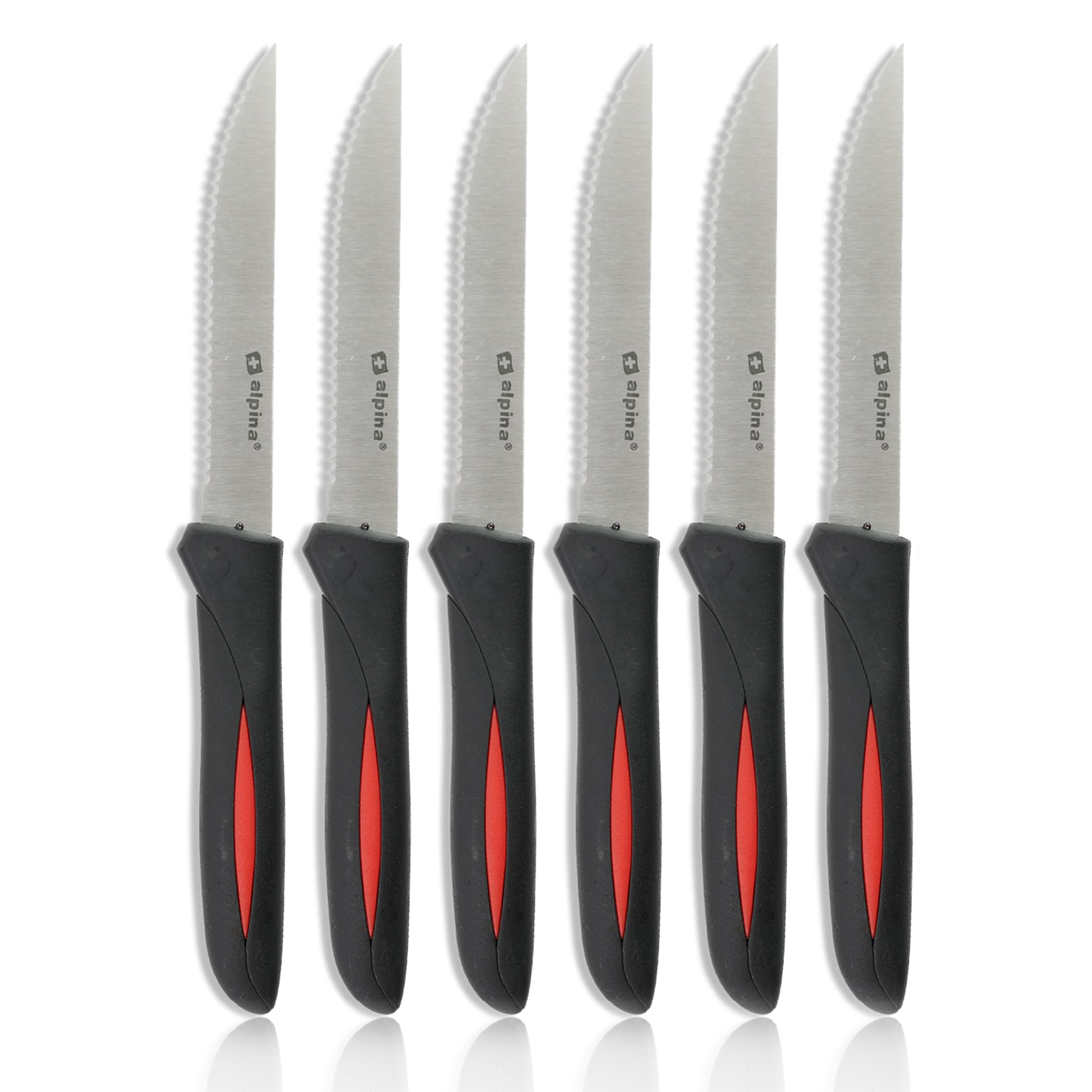 DIVCHI Steak Knives Set Of 6 Serrated Steak Knife Dishwasher Safe Kitchen Knife Sets Sharp Dinner Knives With Ergonomic Handle Cutlery Knives For Home/Restaurant