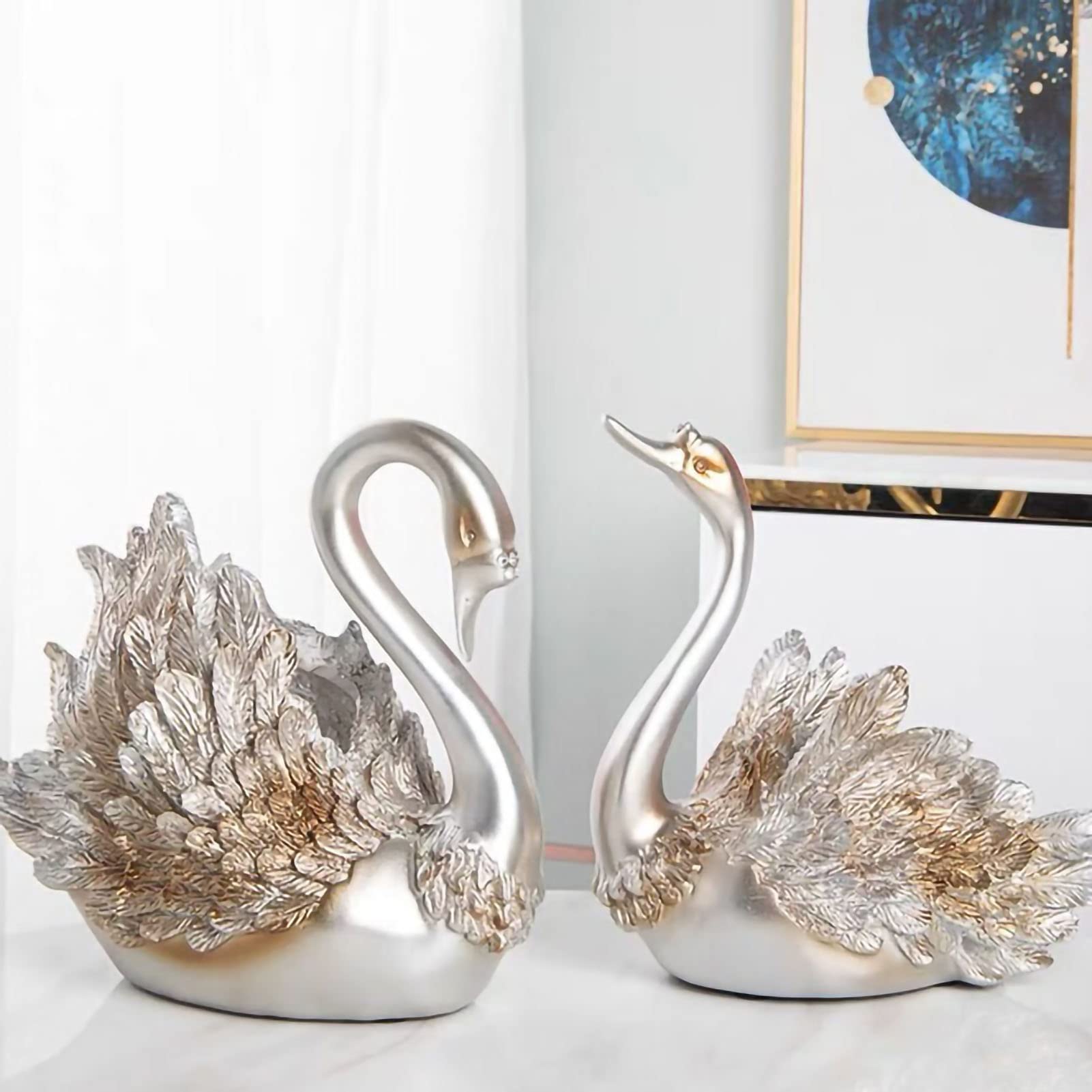 Cygne ornement de couple en résine symbole d'amour pour la maison