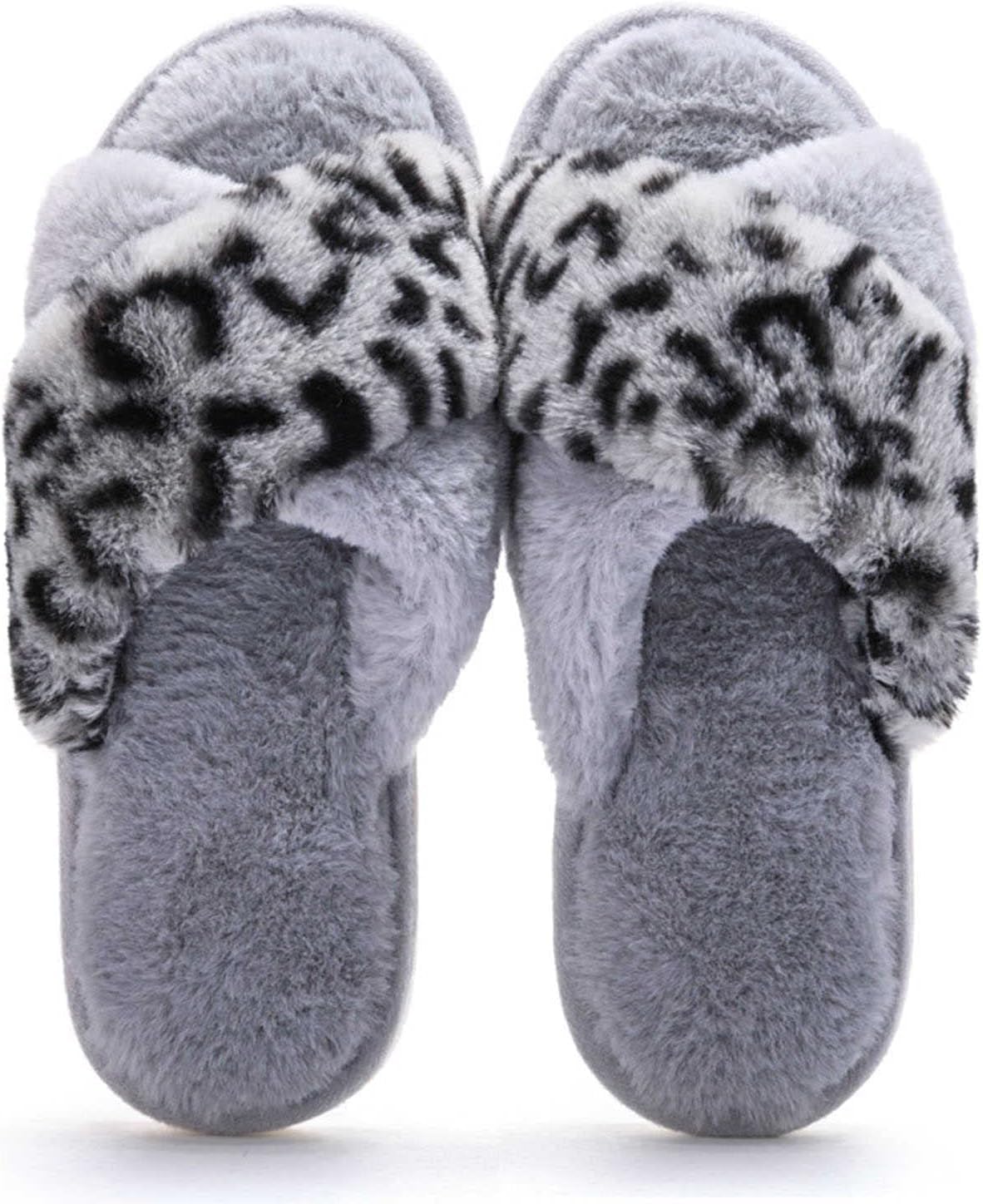 BLEQYS® Slippers for Women Cross Band Cozy Memory Foam Slippers for Women Plush Fluffy Furry Open Toe Slide Slipper House Home Bedroom Slippers for Women (GREY, 8.5) (B0CVNC42XM) Amazon Price History, Amazon Price Tracker
