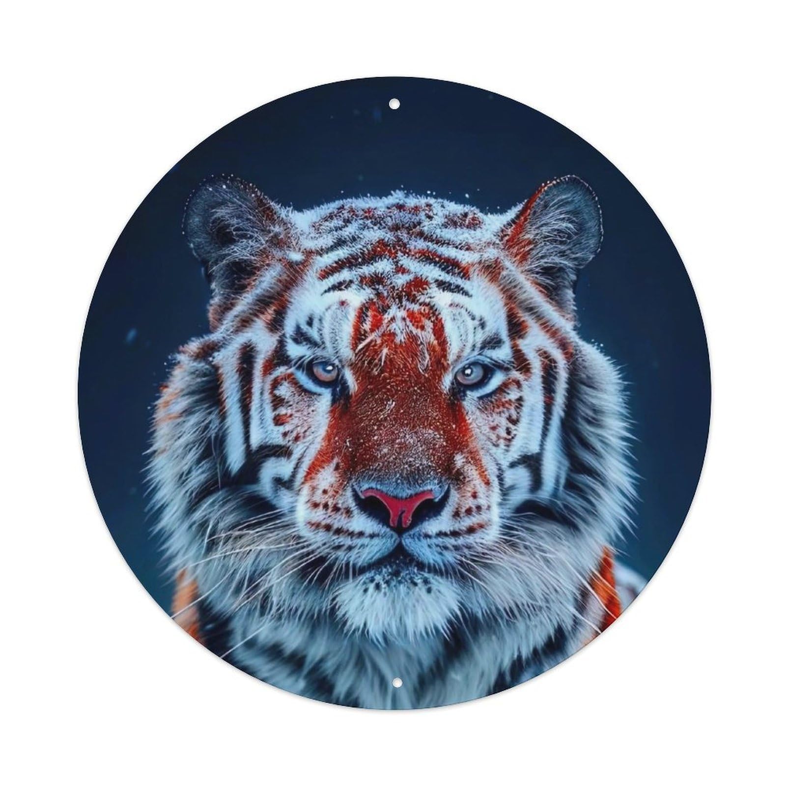 Cwbufd Vintage Style Animal Tiger Snow Winter Wildlife Siberian Cold Forest Vintage Metal Tin Sign Plaque Wall Decor For Cafe, Club Bar, Office, Garden Metal Poster 8X8inch