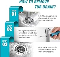 Vista 2 de DURATECH Llave removedora de drenaje de tubo, llave de aleación de aluminio de doble extremo para desagües de baño y ducha