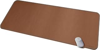 CENNBIE Alfombrilla de Escritorio de Piel 120x50cm XXL, Protector de Mesa Impermeable y Antideslizante, Alfombrilla de Ratón Grande para Oficina y Hogar (Marrón)