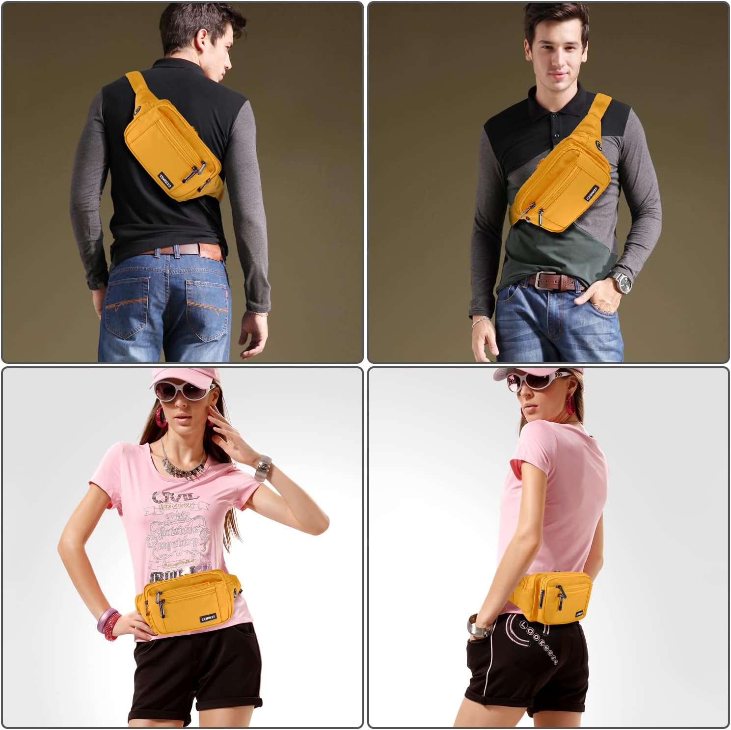 CXWMZY Fanny Packs For Women & Men Waist Pack Hip Bum Bag with Multi-Pockets Large Capacity Waterproof Casual Bum Bag for Disney Traveling Casual Cycling Running Hiking (Yellow) - Image 7