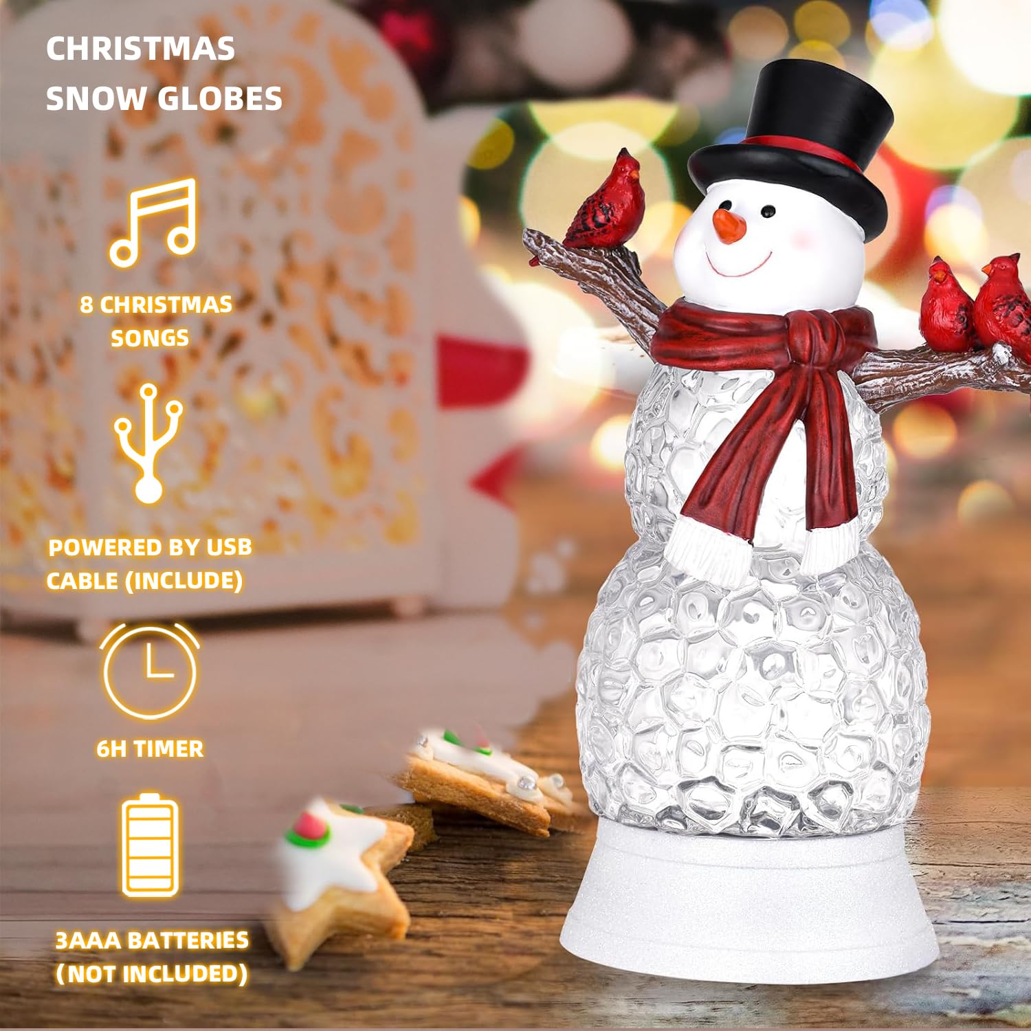Snapklik.com : LEYUPEAK Christmas Snowman Snow Globe, Lighted Musical ...
