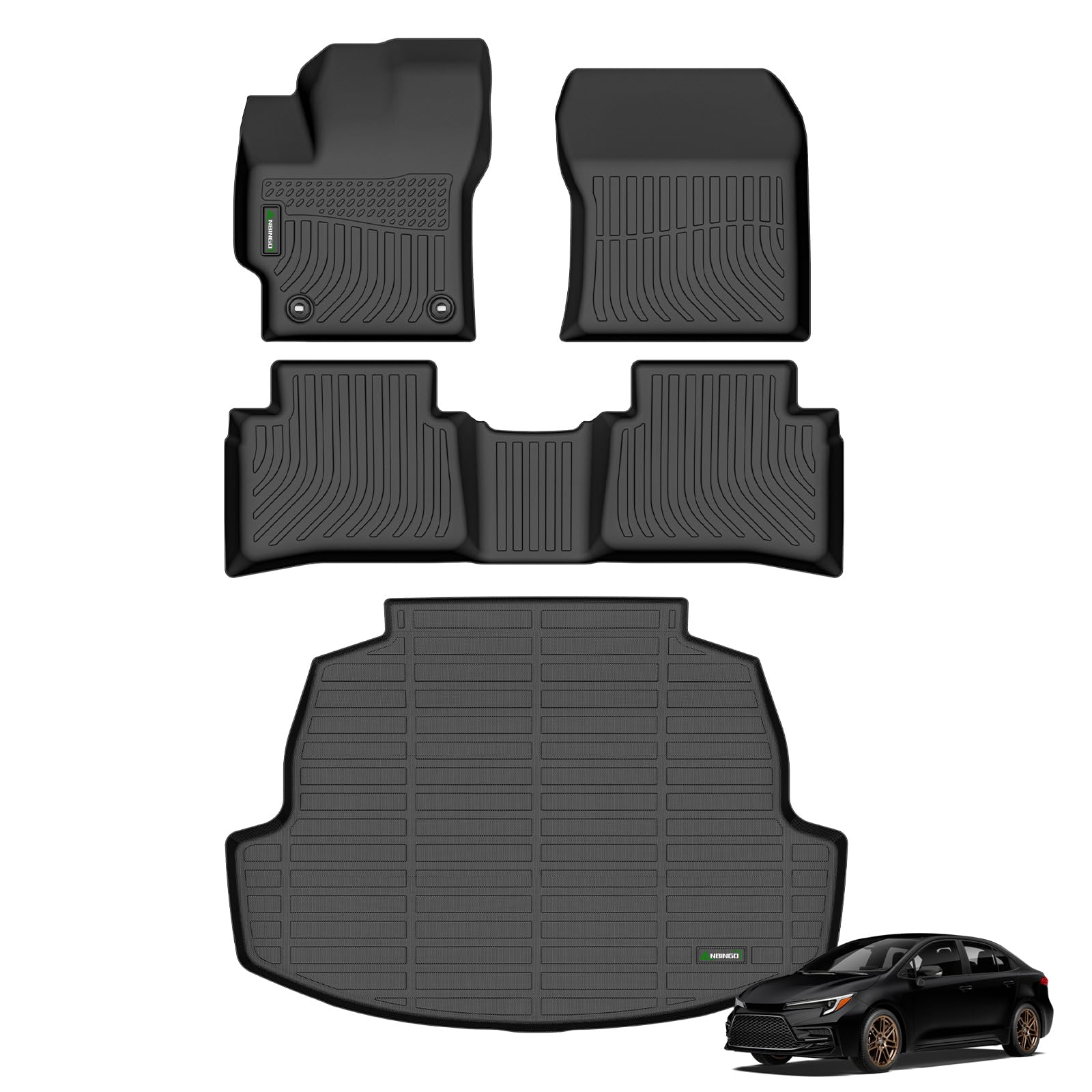 ANBINGO-Floor Mats & Cargo Liner Custom for Corolla 2020-2024 (Include Hybrid) All Weather Protection TPE Heavy Duty Non-Slip Car Floor Liners Set Accessories, Black