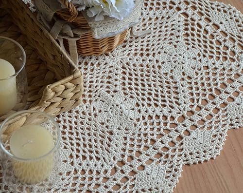 Miniatura 5 de Juego de 2 pañuelos de encaje de ganchillo a mano, manteles individuales para mesa de café, manteles individuales de casa de campo