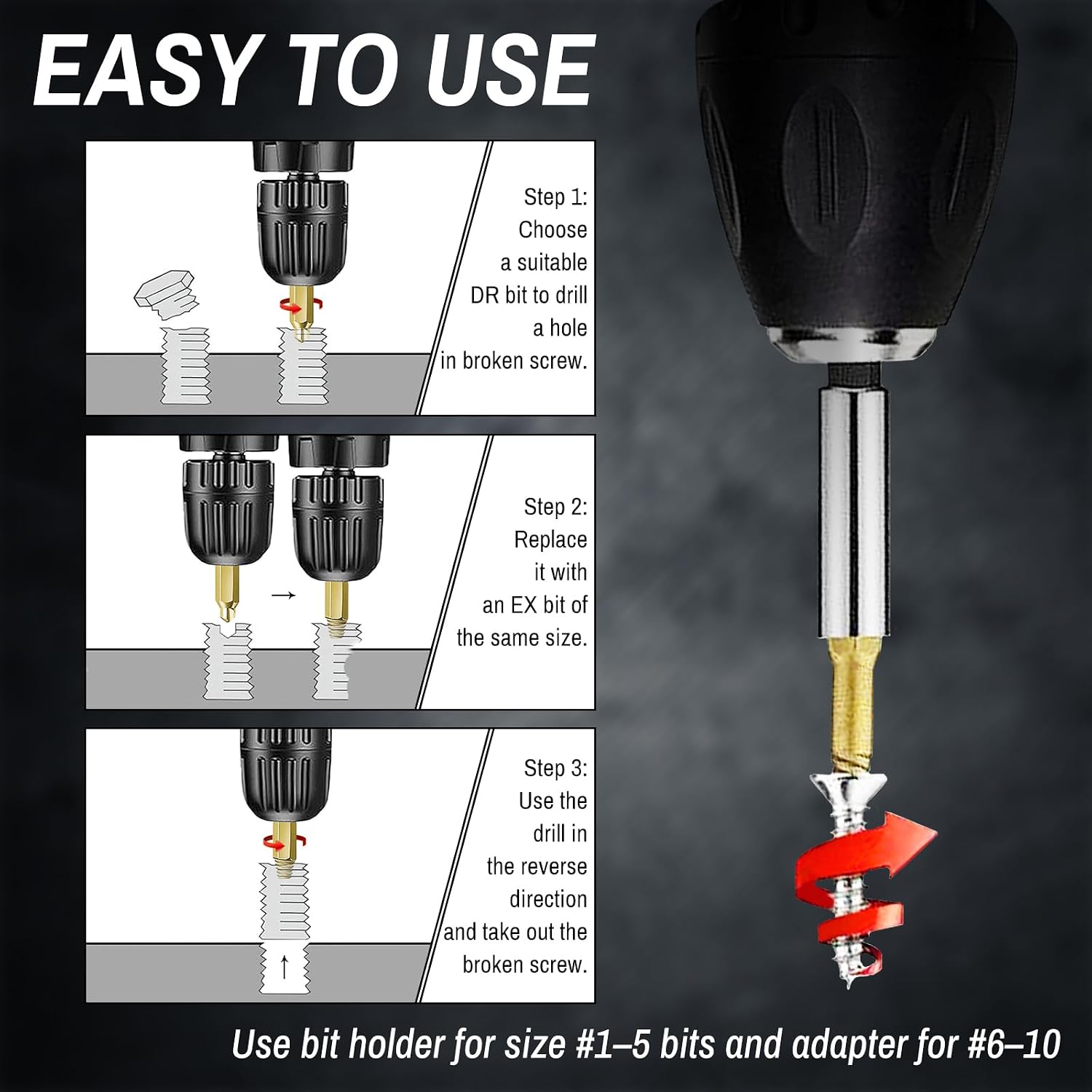 33PCS Titanium Damaged Screw Extractor Set, HSS 4341 Screw Extractor Kit 2 in 1, Easy Out Stripped Screw Extractor of Rusty & Broken with Magnetic Extension Bit Holder & Socket Adapter