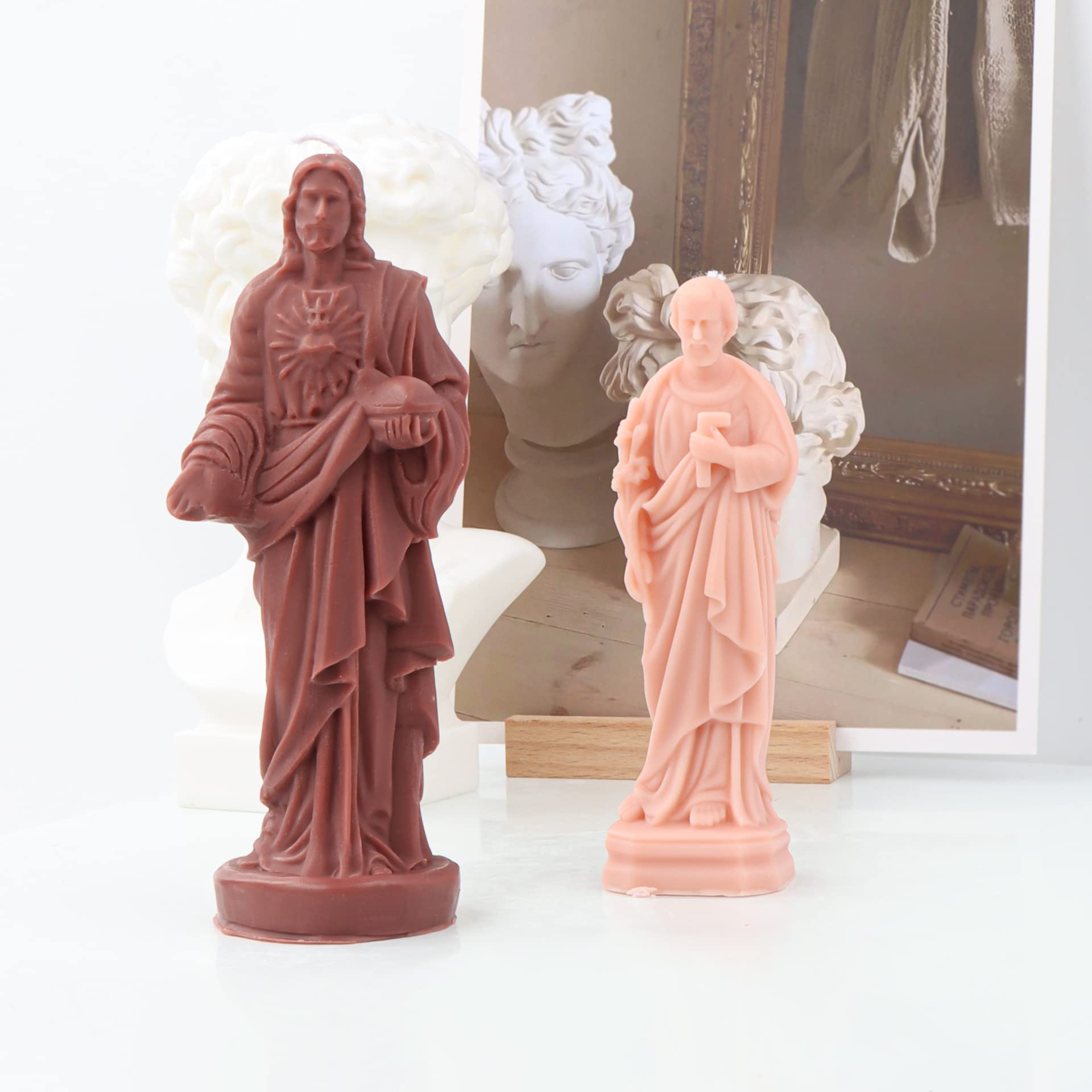Molde Silicona Velas Religioso Cestony Moldes De Silicona Con Forma De Familia De Jesús En 3D Para Velas De Bricolaje, Pilar De Resina, Velas De Aromaterapia, Cera De Jabón, Muestras De Flores